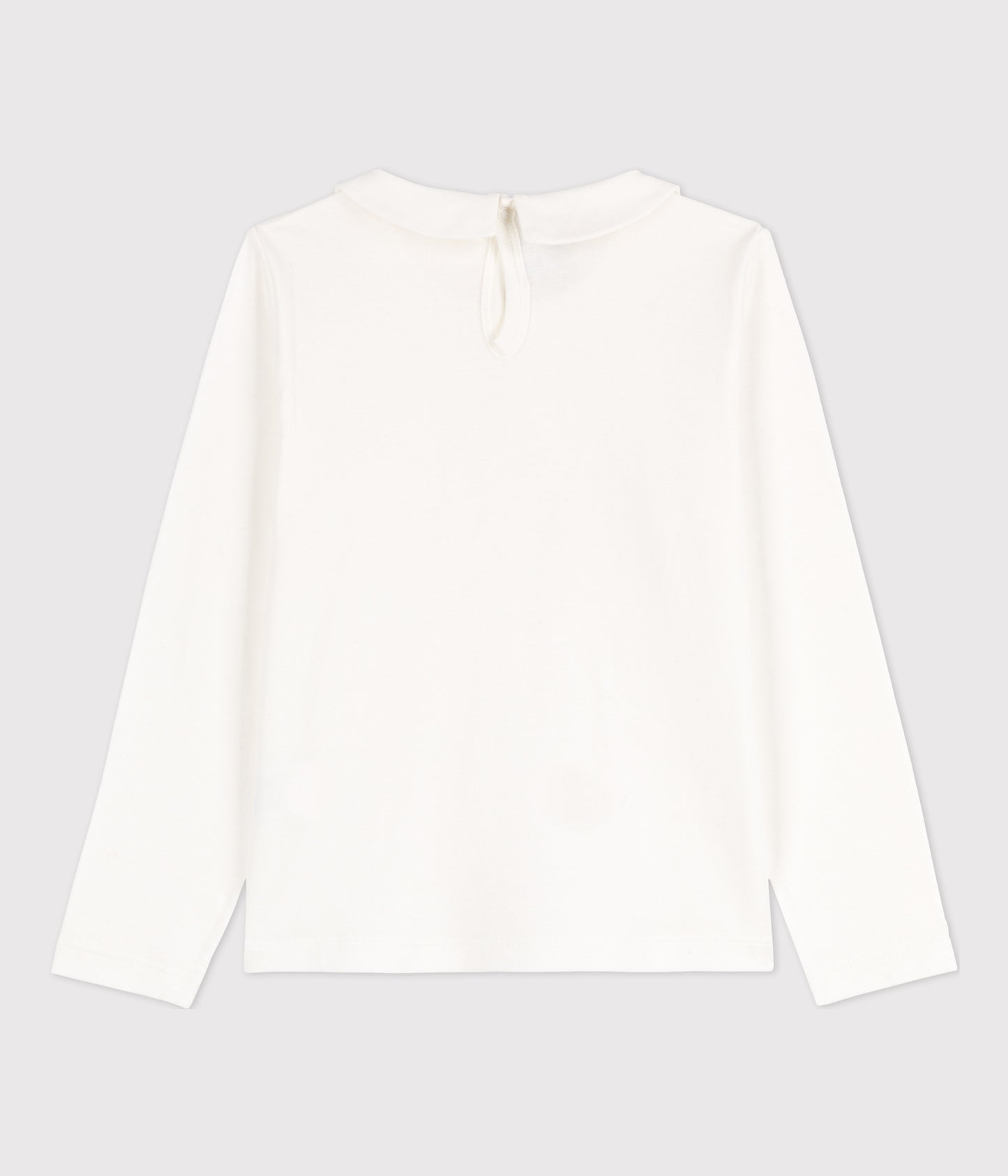 Langærmet t-shirt til piger med Peter-Pan krave - hvid