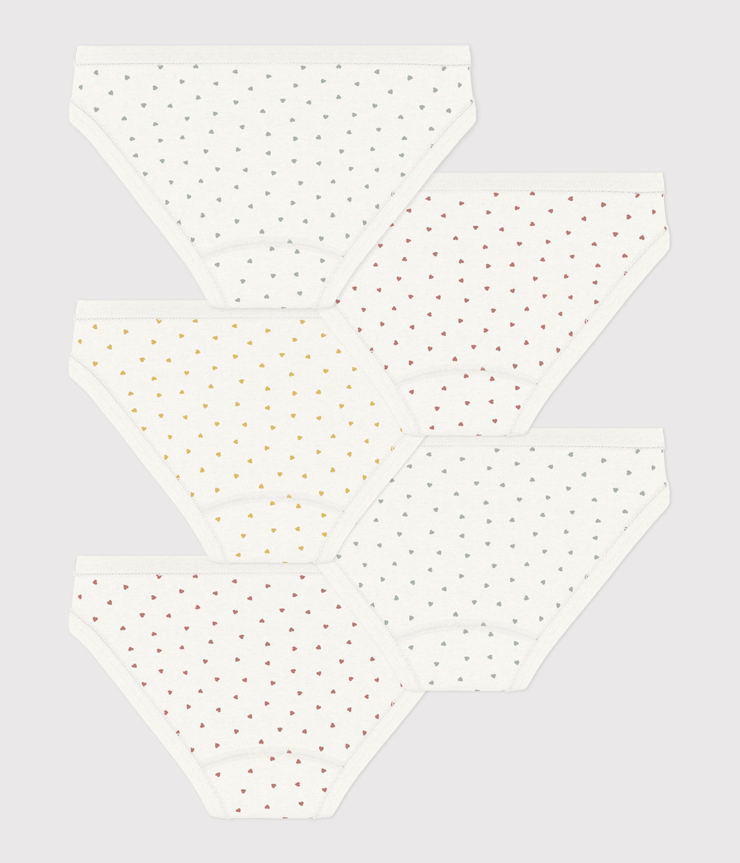 5-pak bomuldstrusser til piger med mini hjertemønster