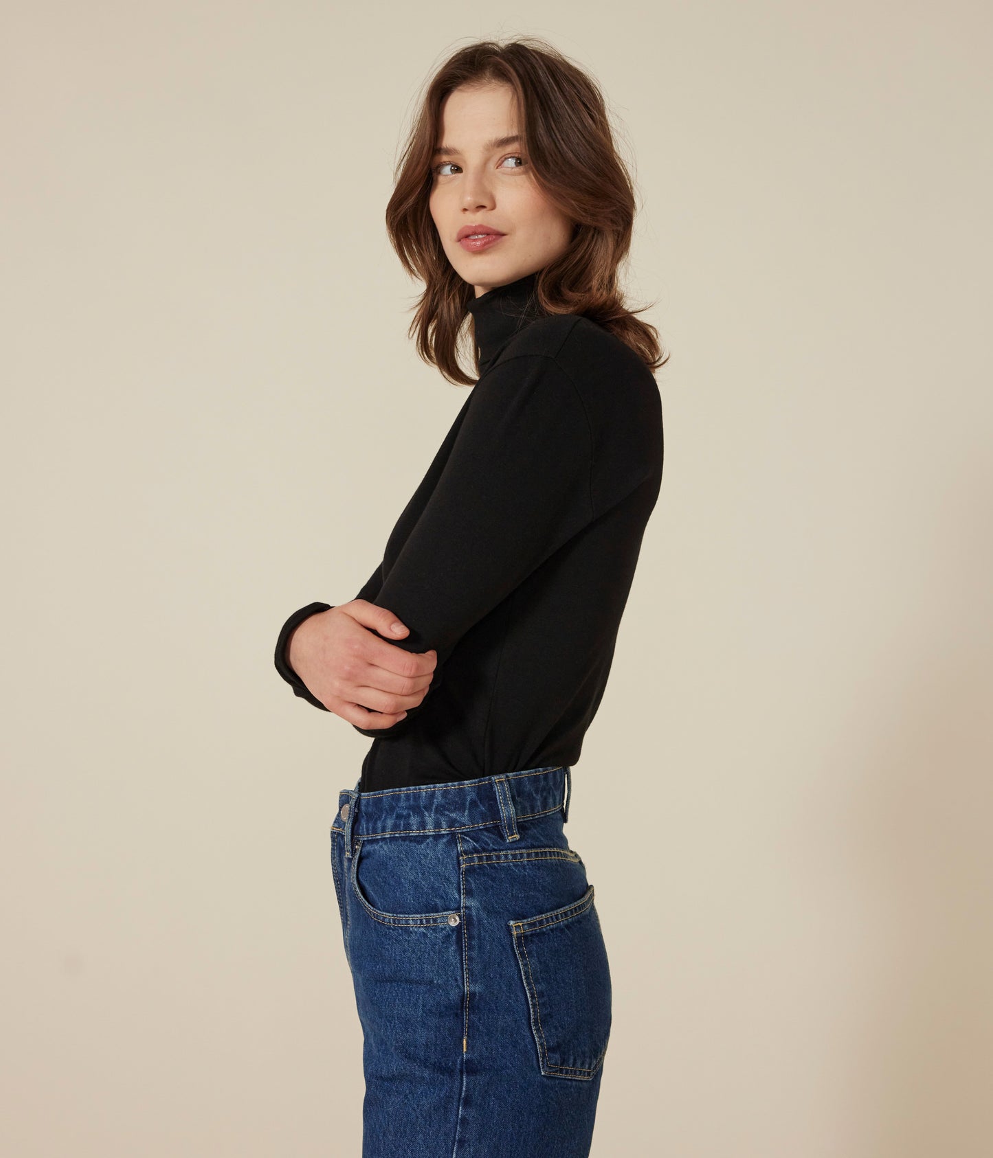 Rullekrave i sort bomuld til kvinder