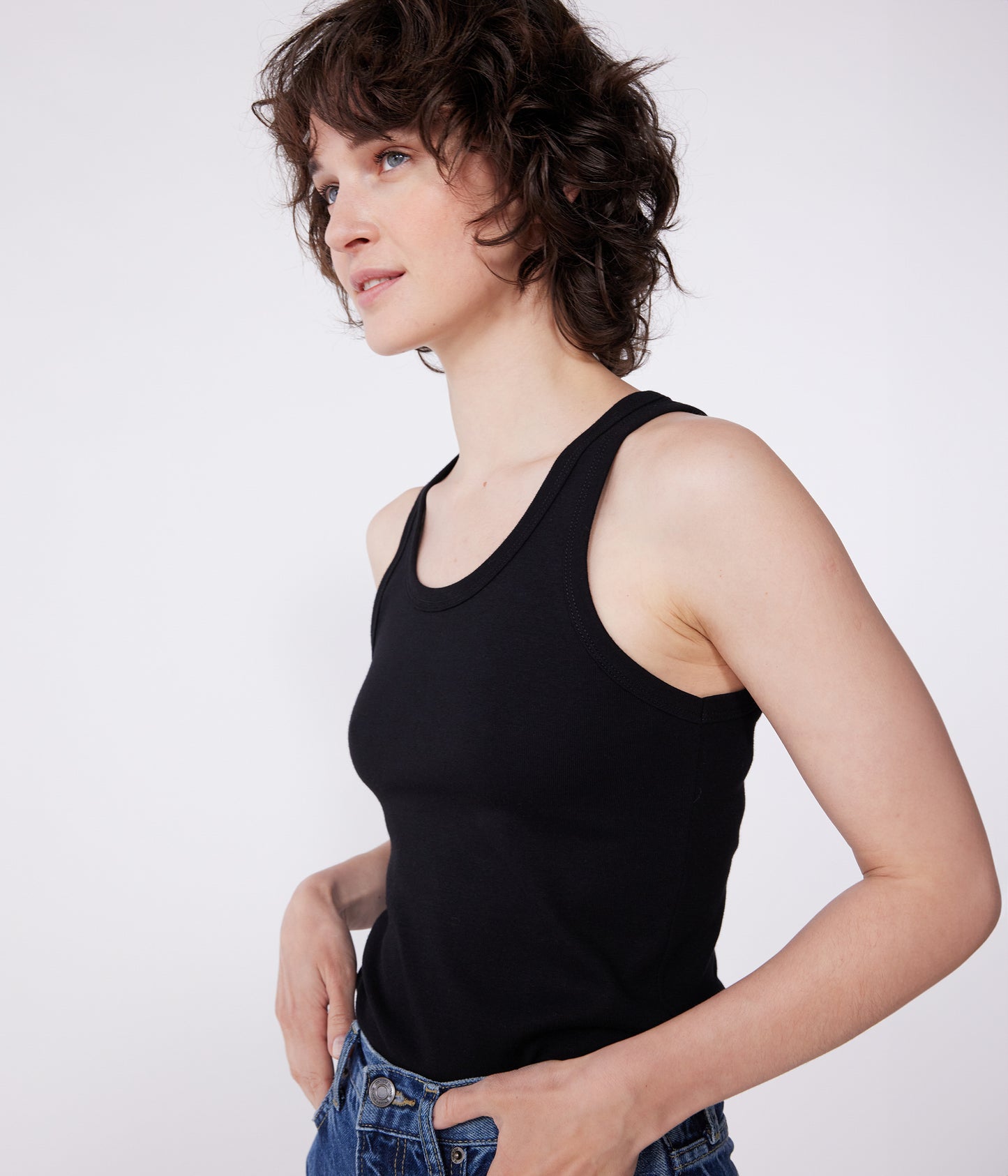 Tanktop i bomuld til kvinder - sort