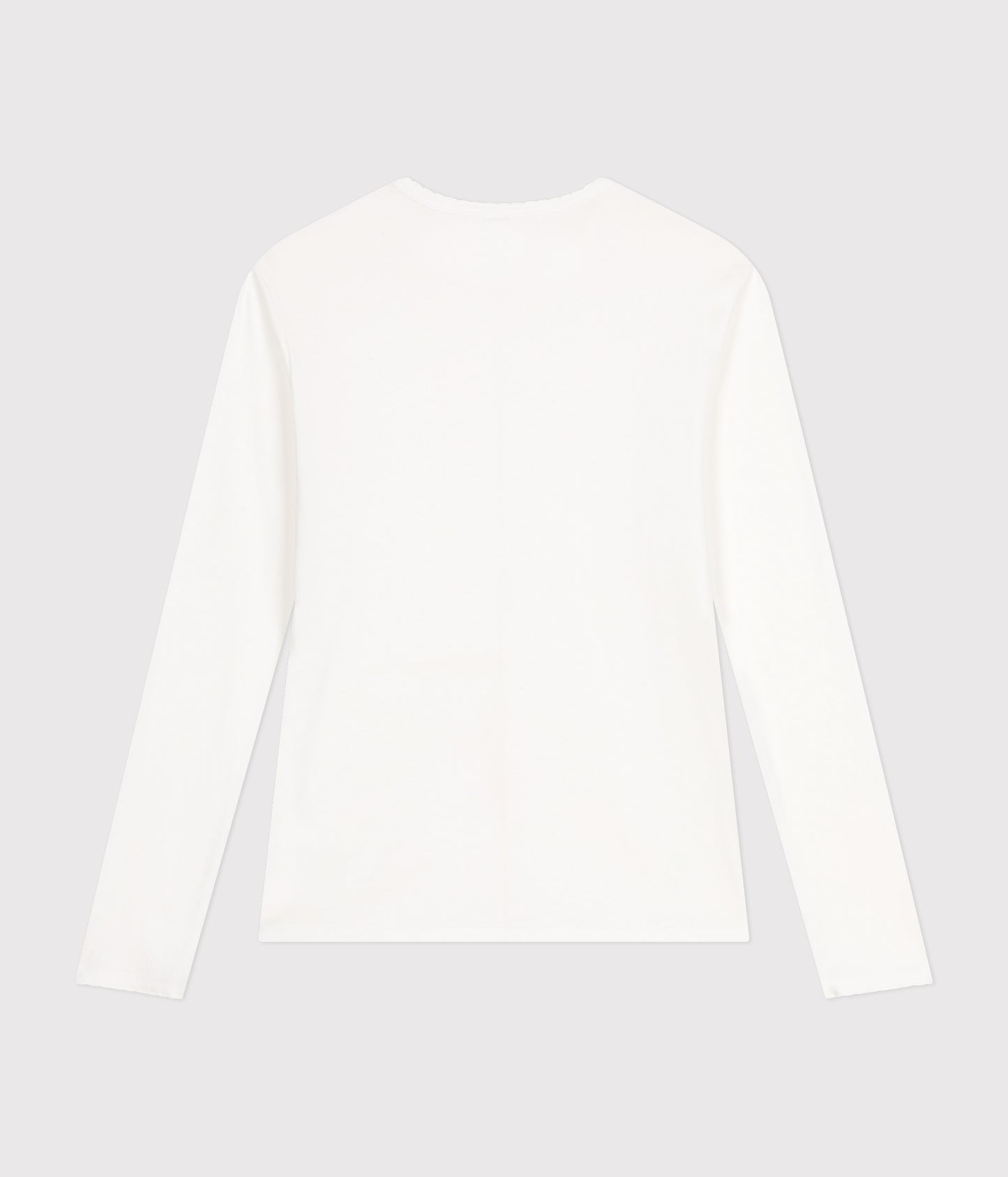 Langærmet T-shirt med bølgekant til kvinder - hvid