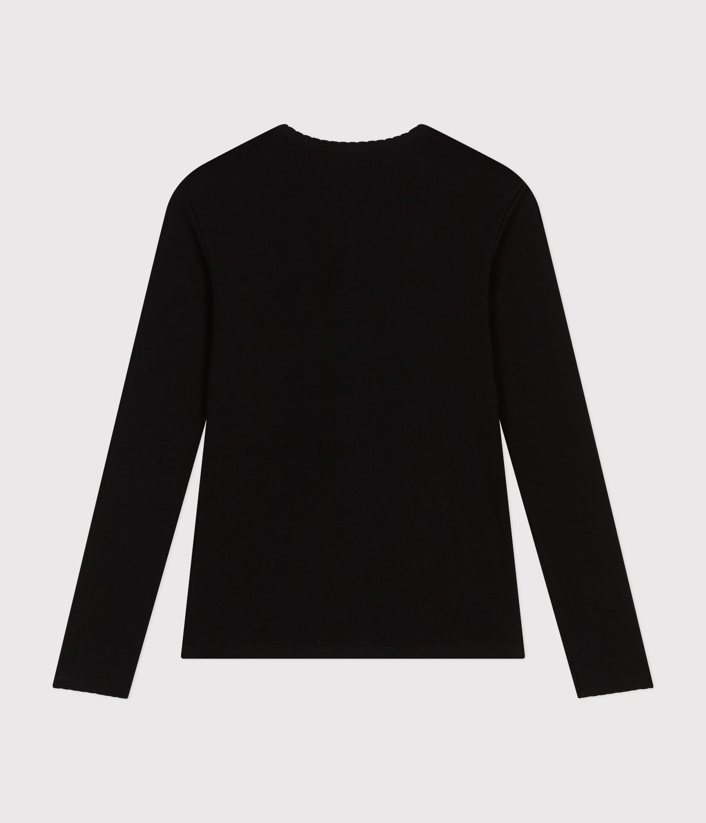 Langærmet T-shirt med bølgekant til kvinder - sort