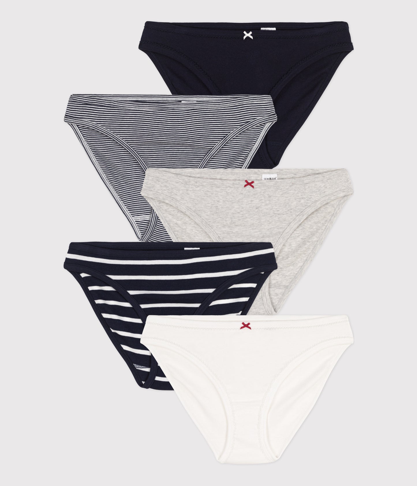 5-pak bomuldstrusser til kvinder - ensfarvet/striber