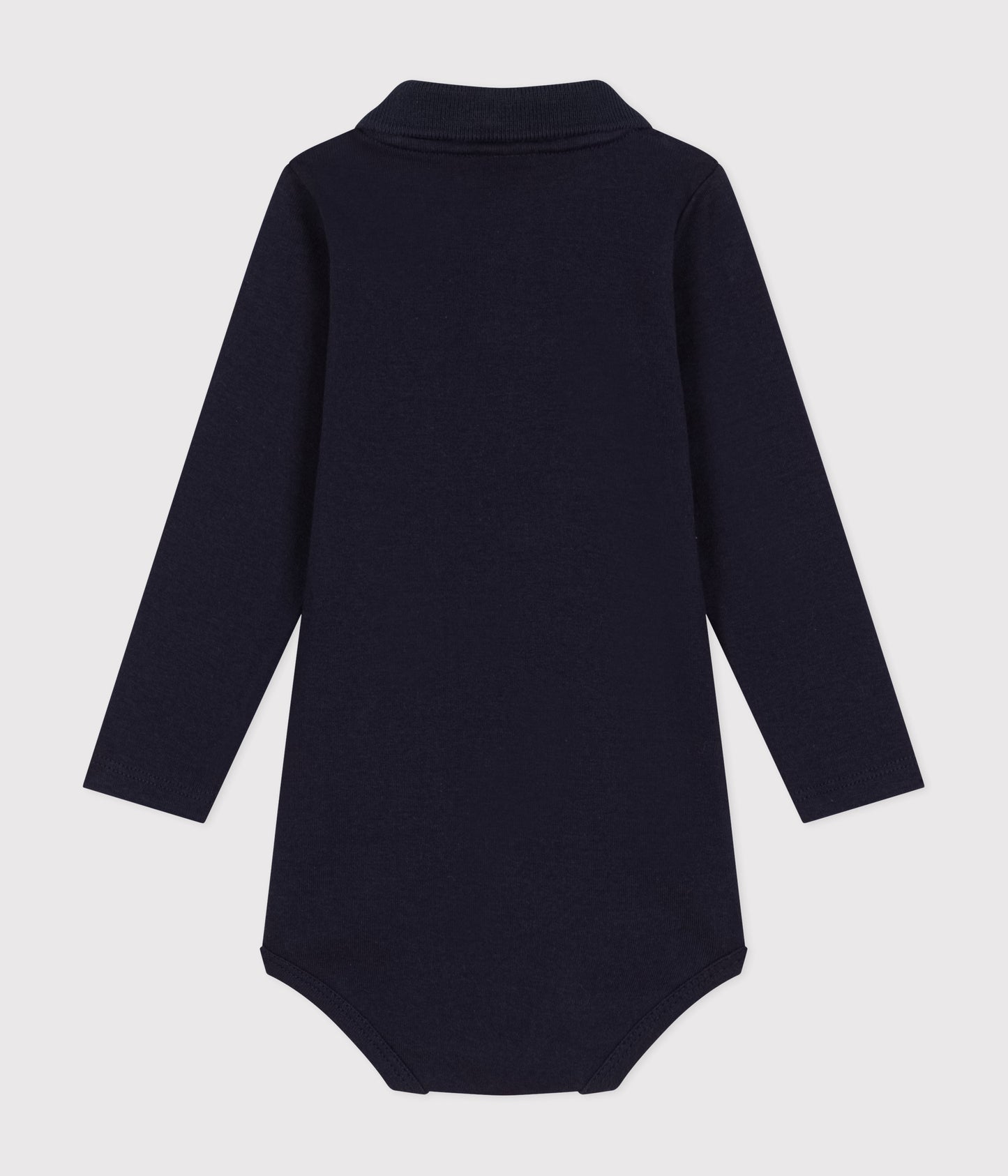 Langærmet body med polo-krave - mørkeblå