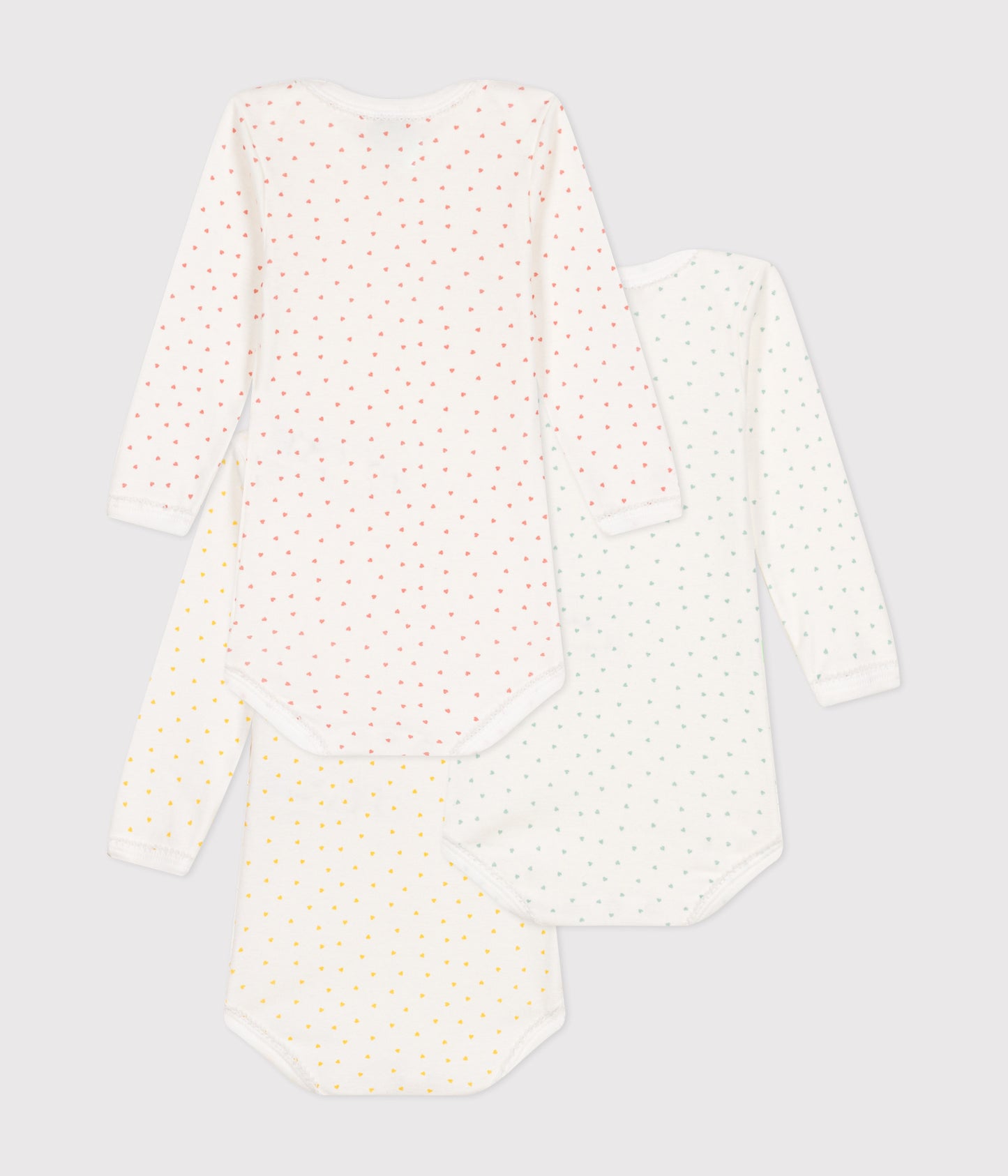 3-pak langæmede body - mini hjertemønster