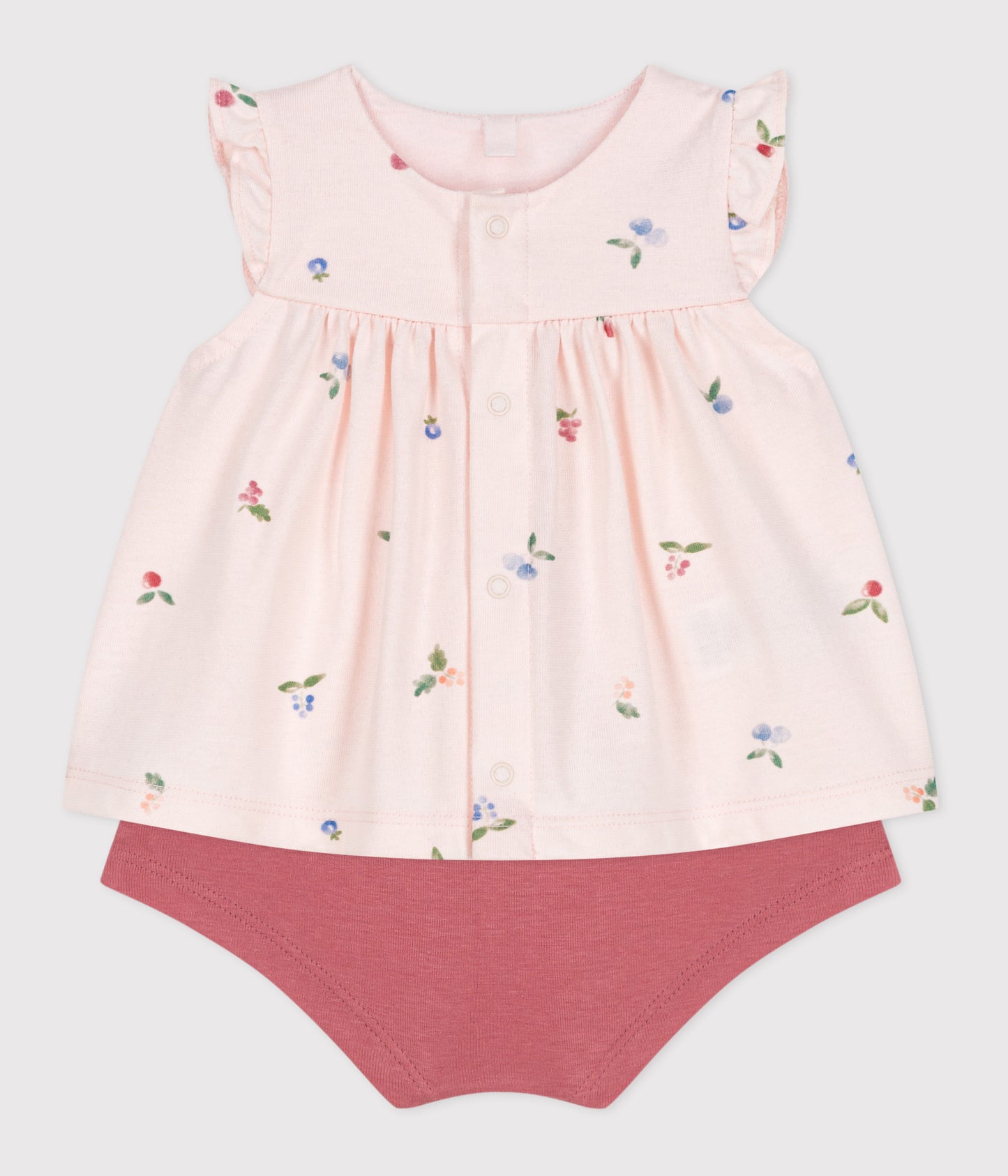 Todelt bomuldssæt til baby med frugtprint