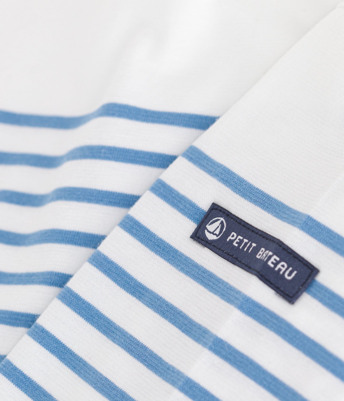 Langærmet T-shirt i bomuld til børn - lyseblå striber