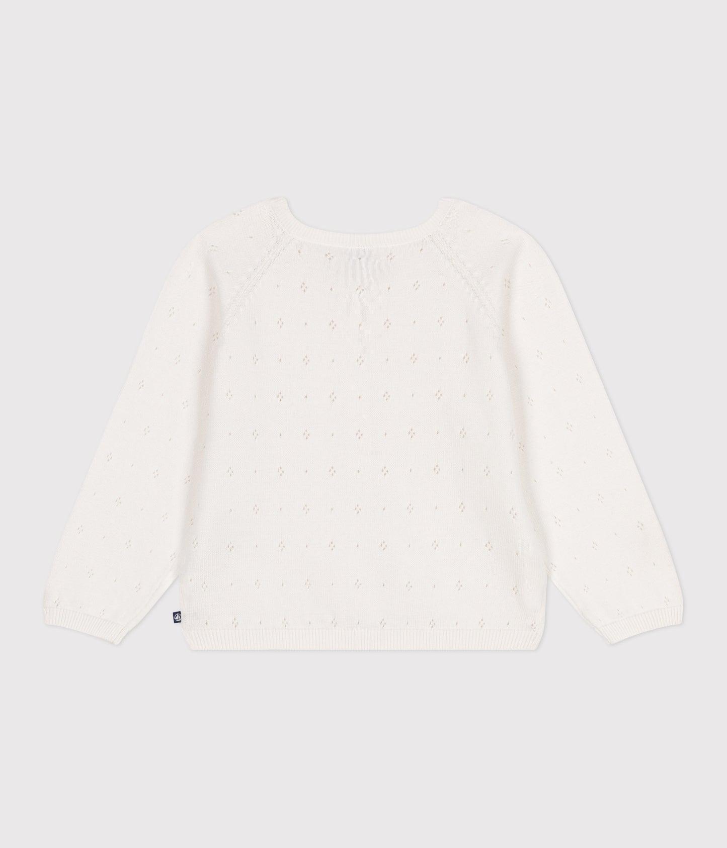 Bomuldscardigan med hulmønster til børn - hvid
