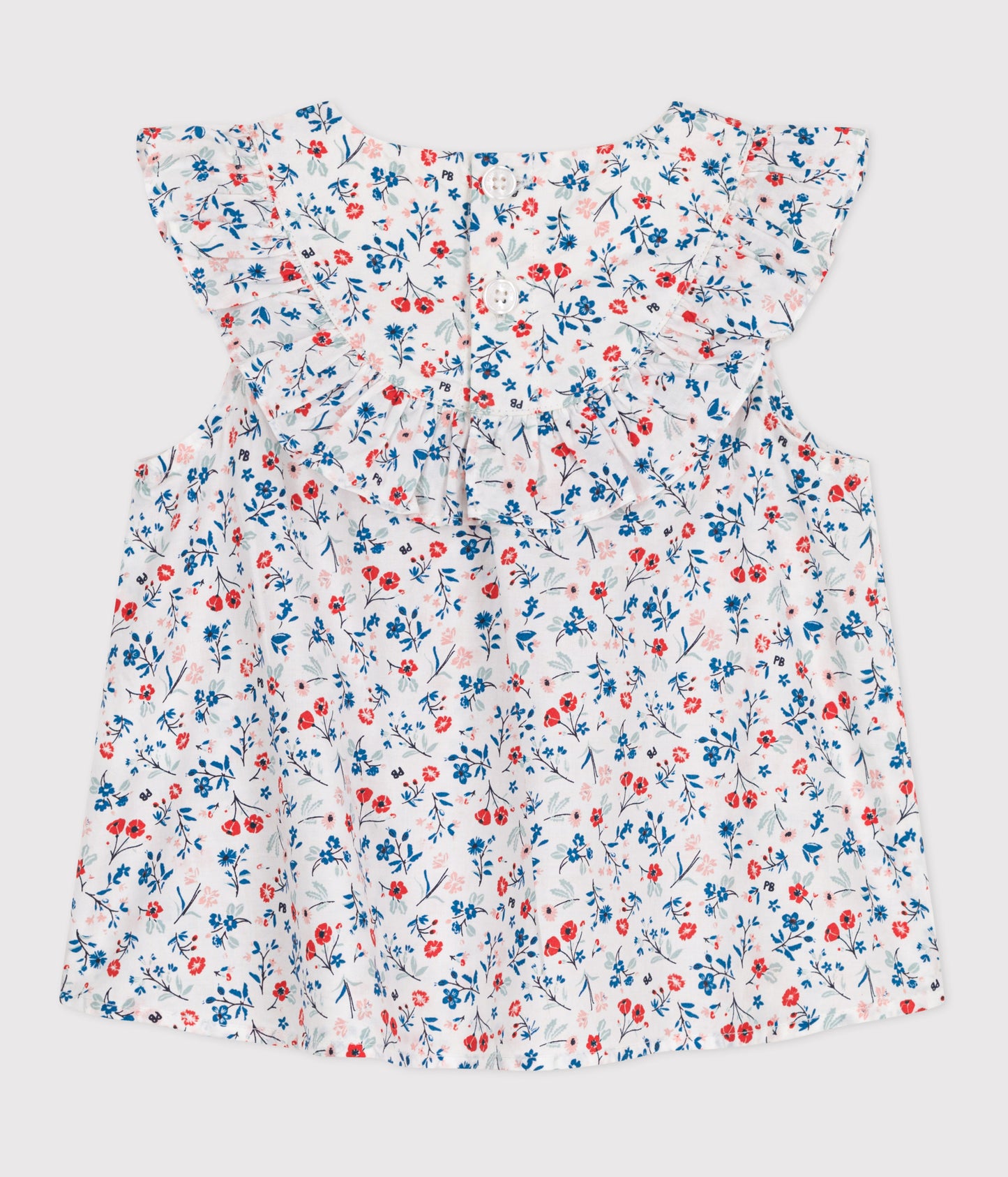 Kortærmet bomuldsbluse til baby med blomsterprint