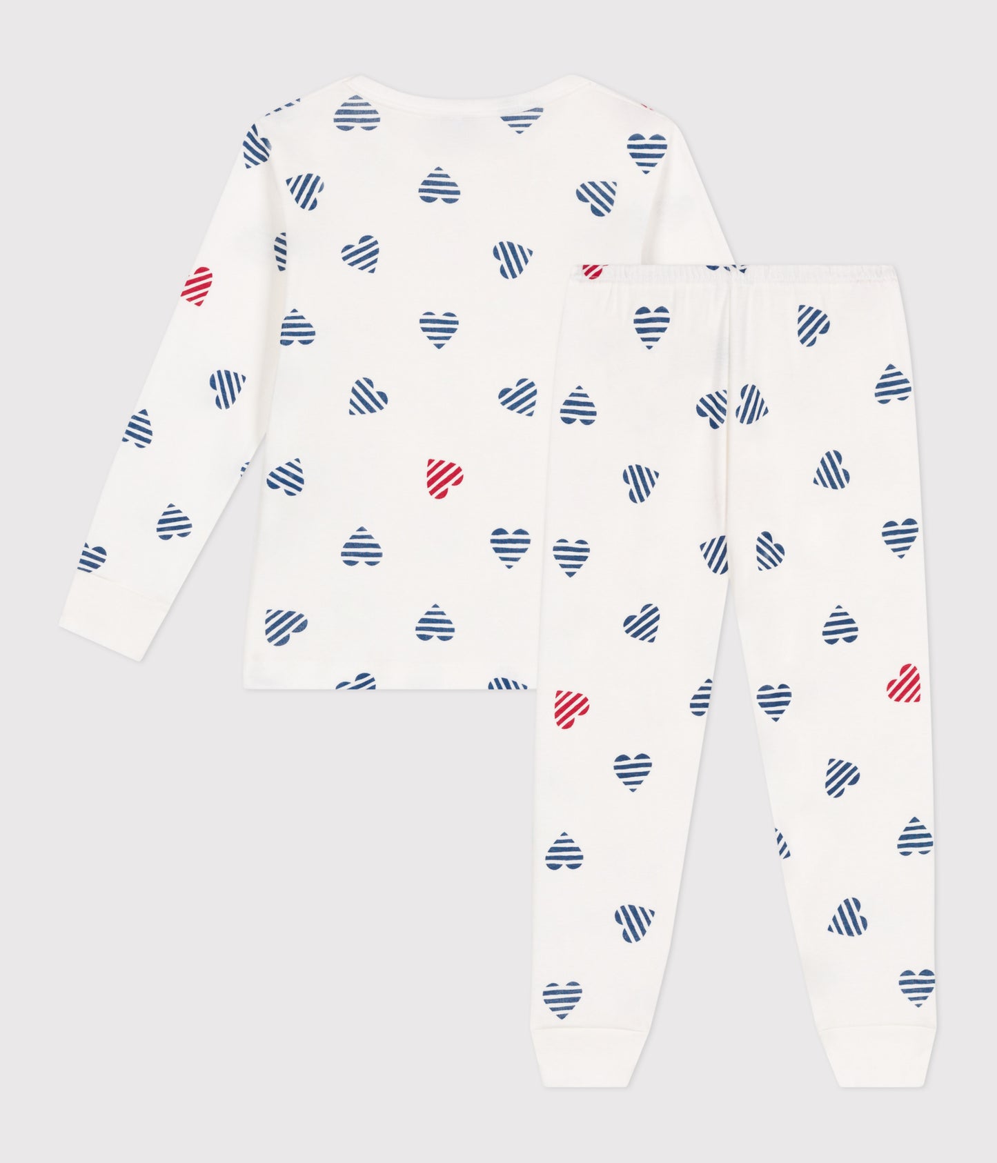 Langærmet pyjamas i bomuld til børn med stribede hjerter