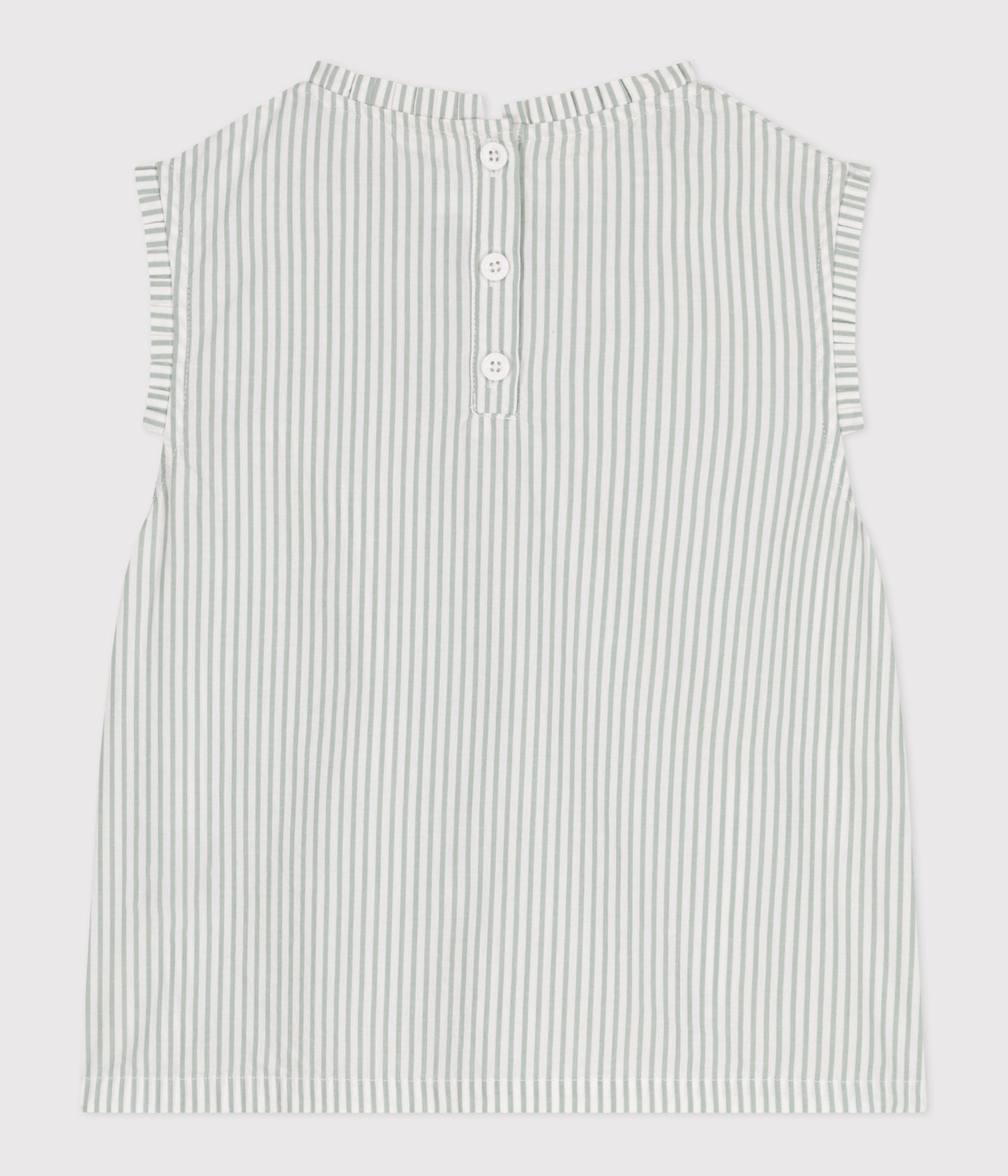 Bomuldsbluse uden ærmer til børn - grøne striber