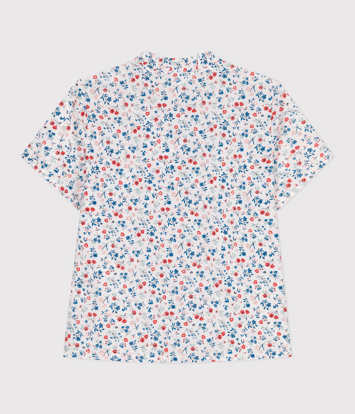 Kortærmet bomuldsbluse til børn med blomster
