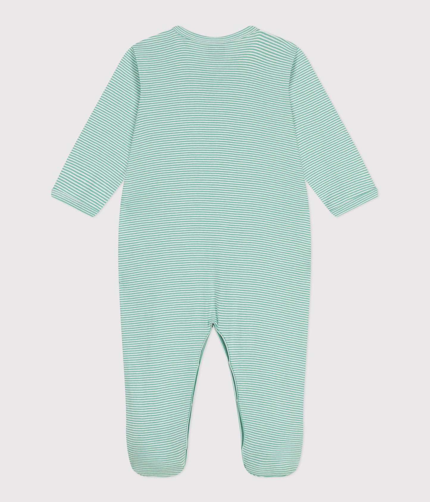 Pyjamas i bomuld til baby med grønne striber