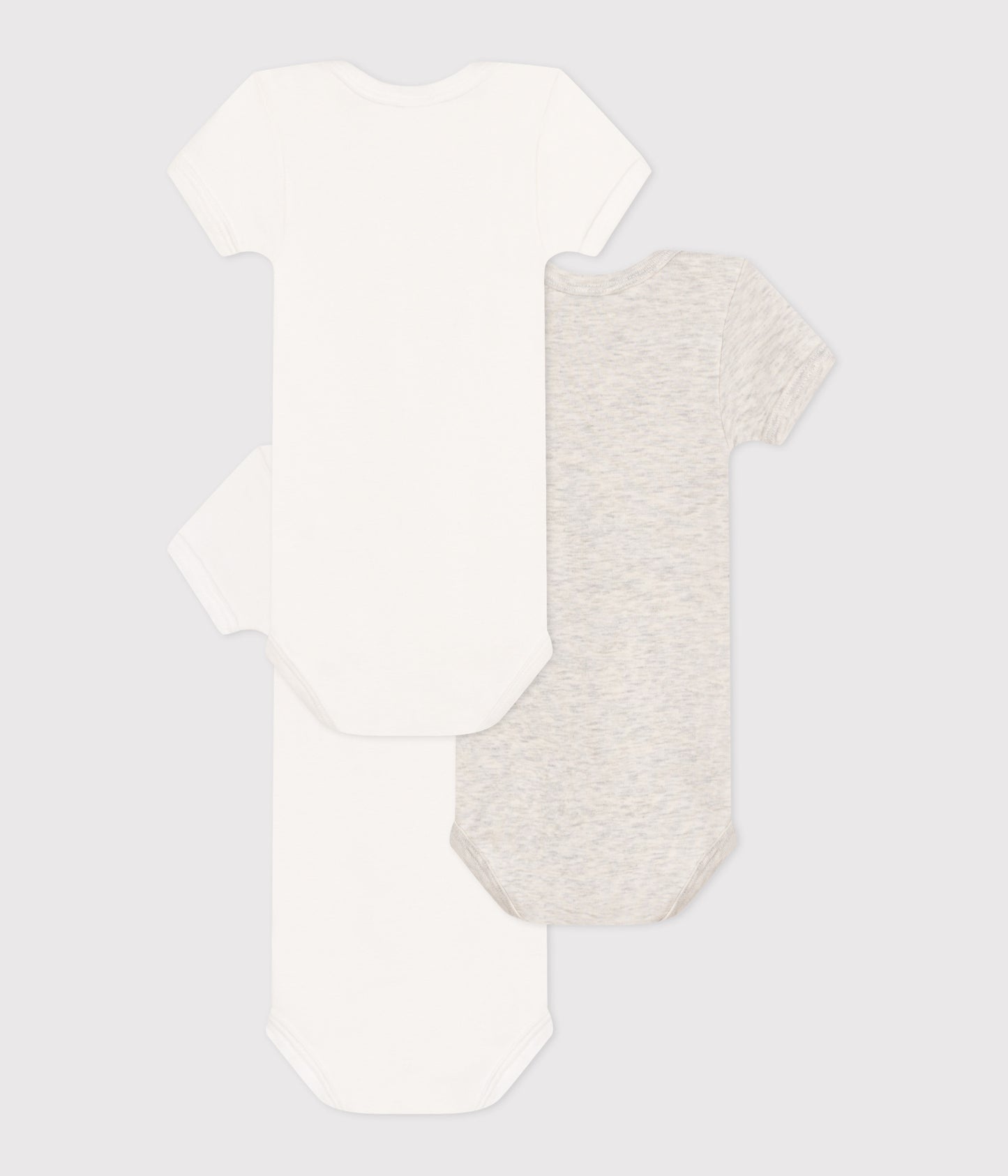 3-pak kortærmede bodyer - ensfarvet hvid/grå/beige
