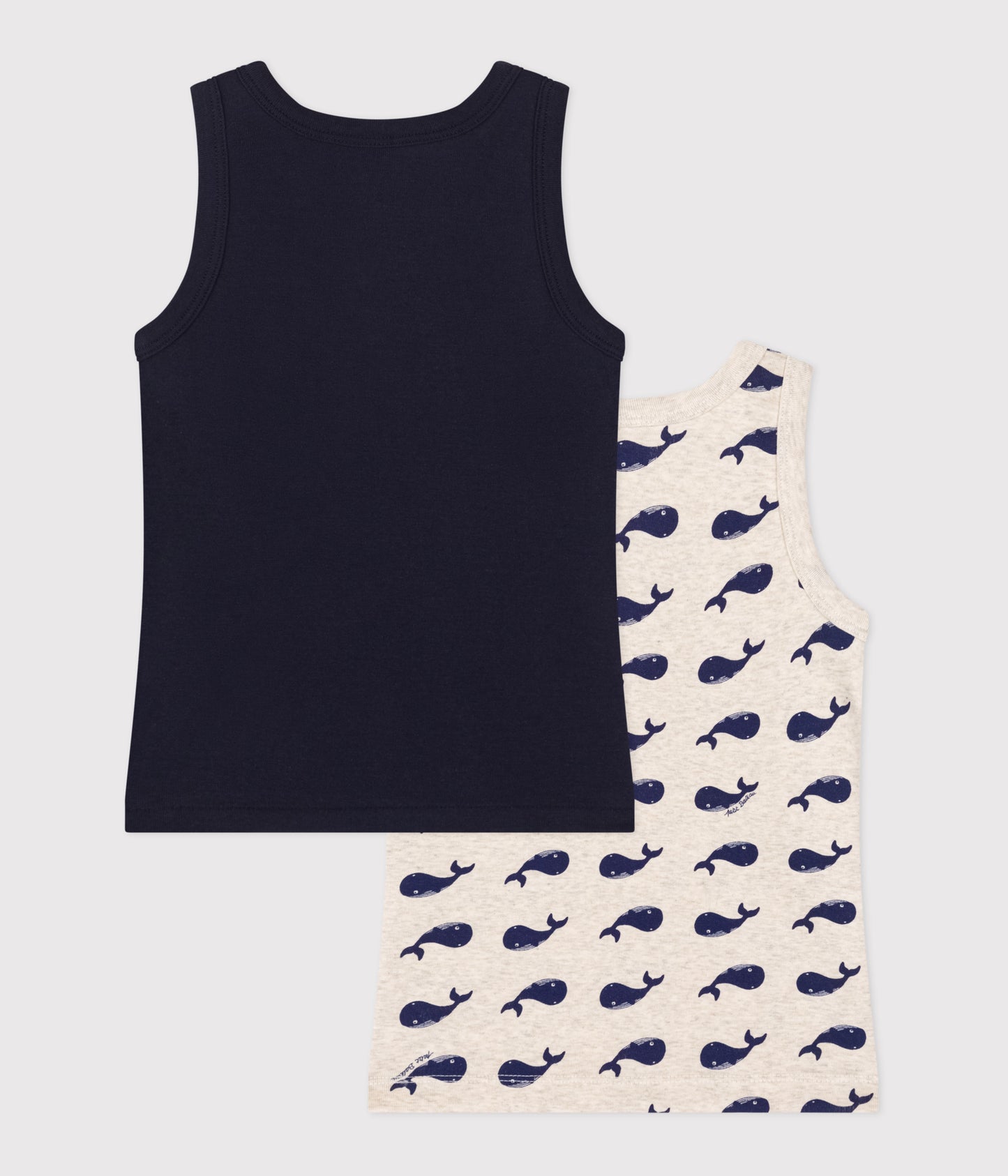 2-pak tanktops til drenge ensfarvet/hvalprint