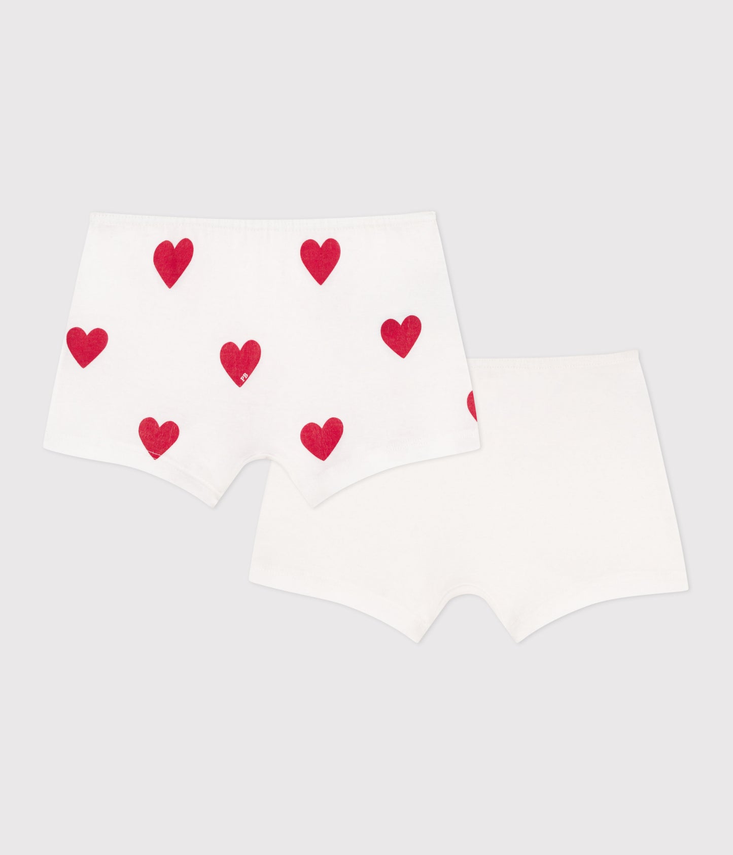 2-pak bomuldsshorties til piger med hjertemønster