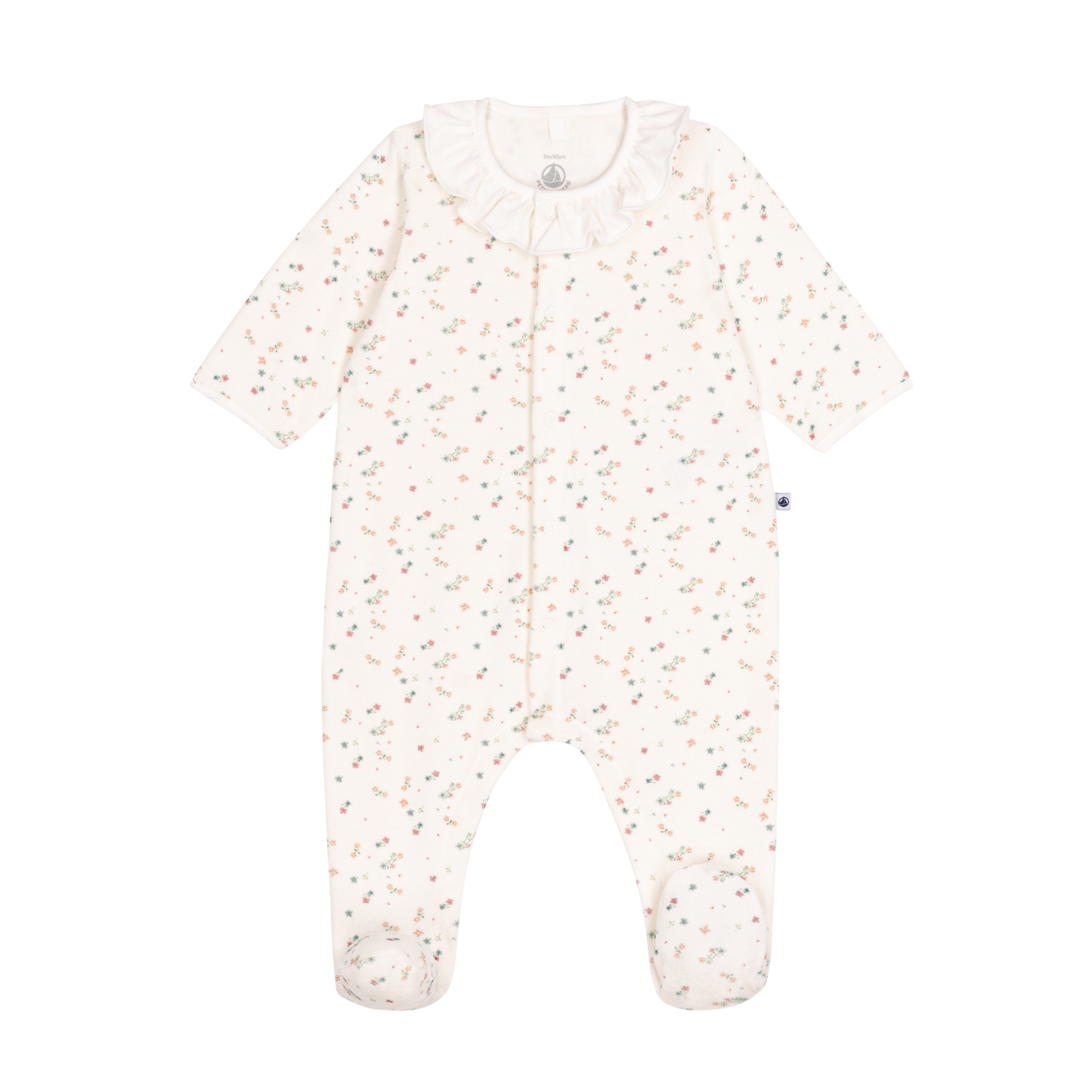 Pyjamas i velour til baby med blomster