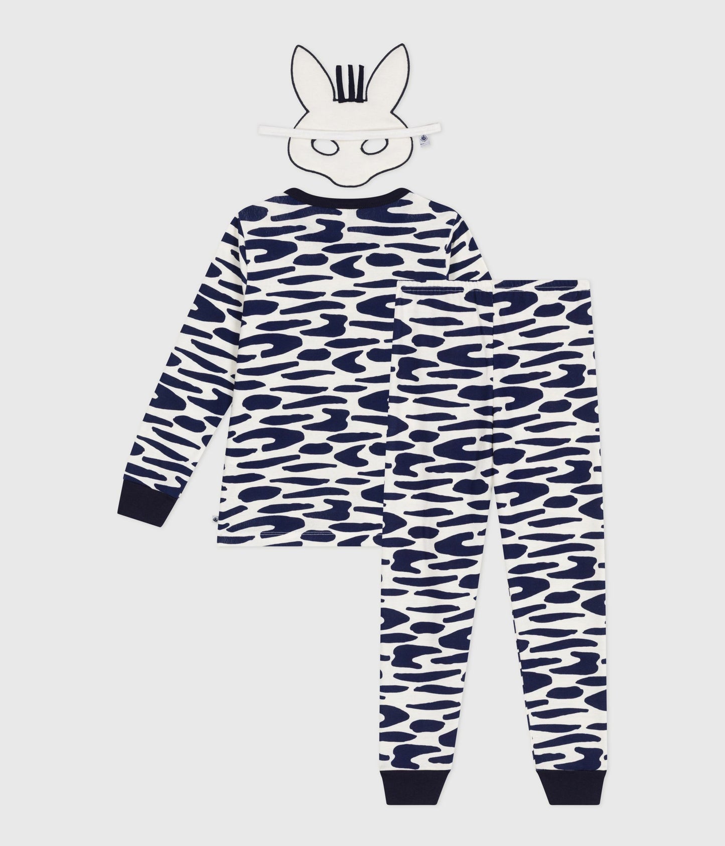 Langærmet pyjamas med zebra print og maske