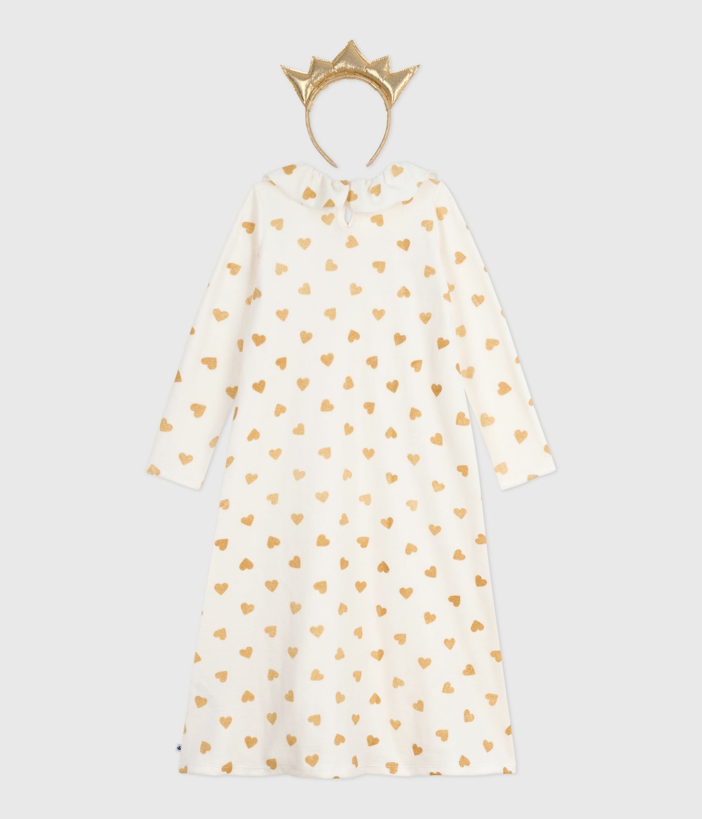 Langærmet natkjole med hjerter og krone