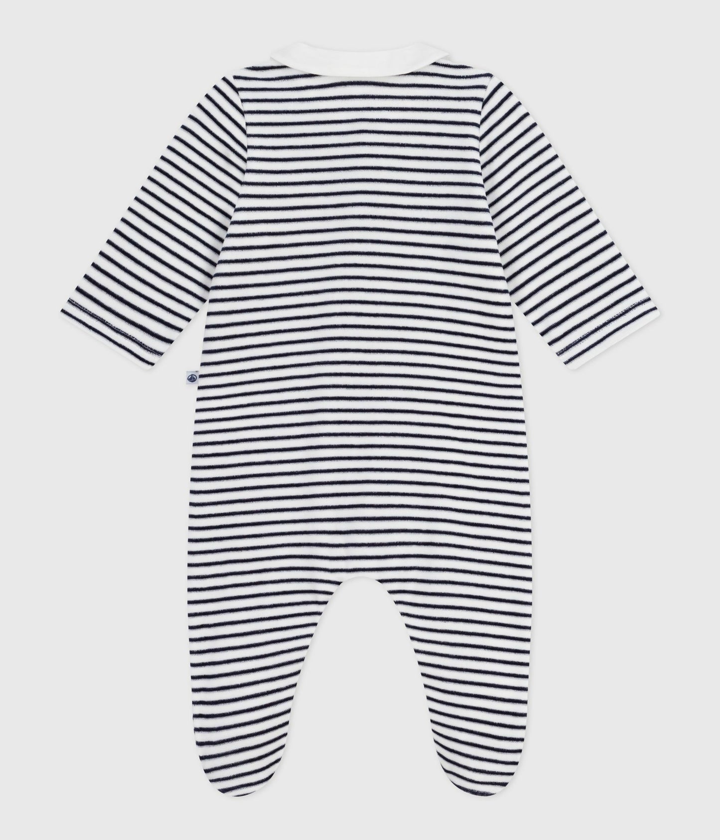 Pyjamas i velour til baby med striber og krave
