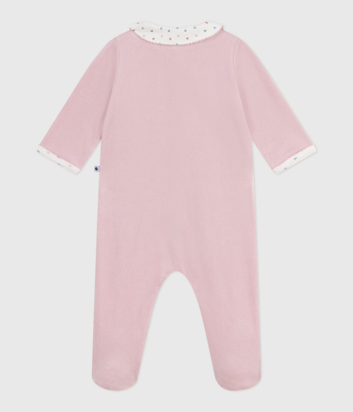 Pyjamas til baby i lyserød velour med krave