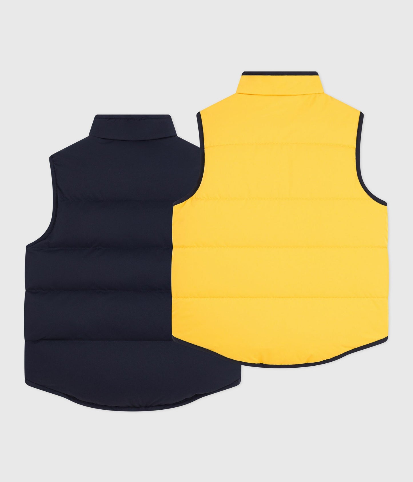 Vendbar dunvest til børn i mørkeblå/gul