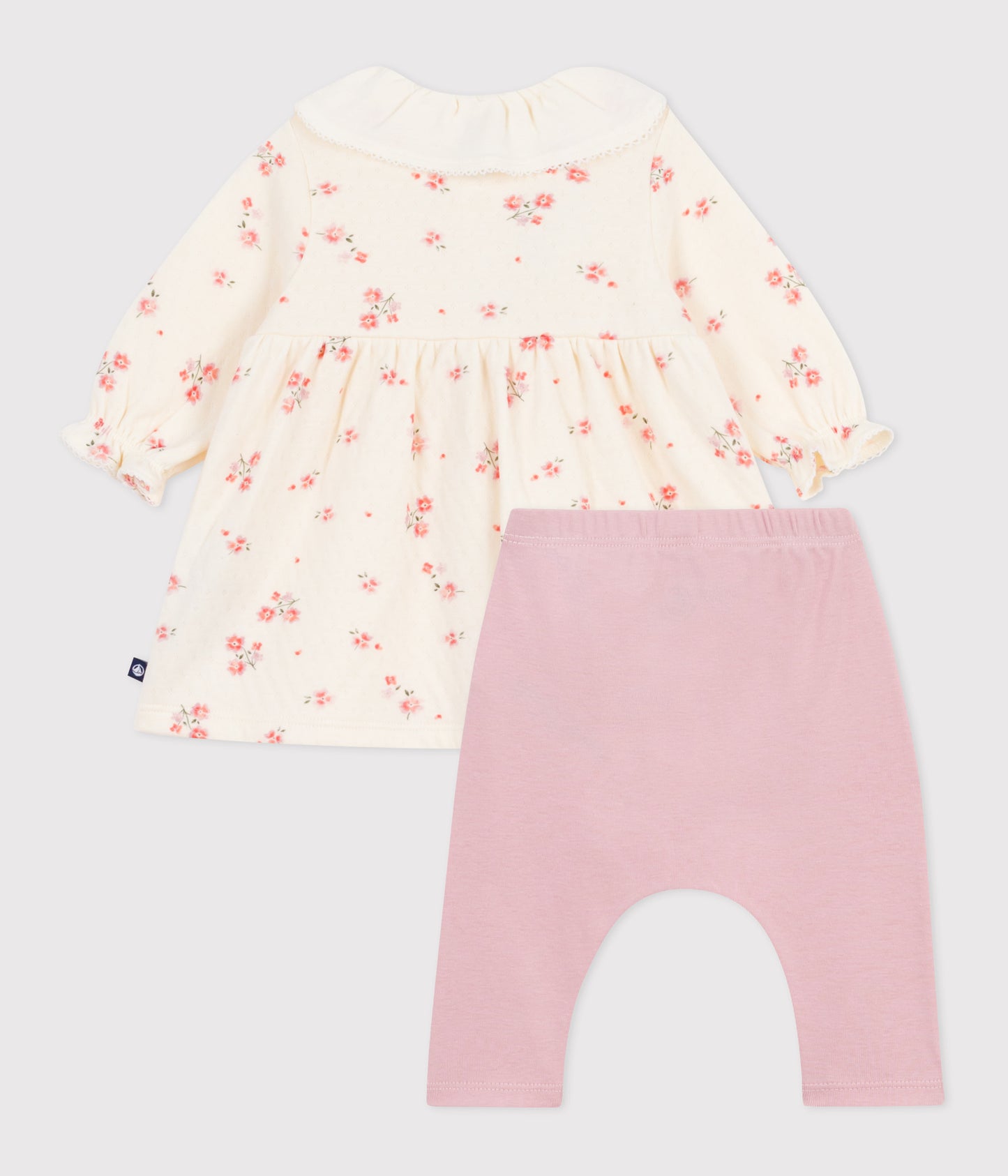 Sæt med blomsterkjole og lyserøde leggins til baby