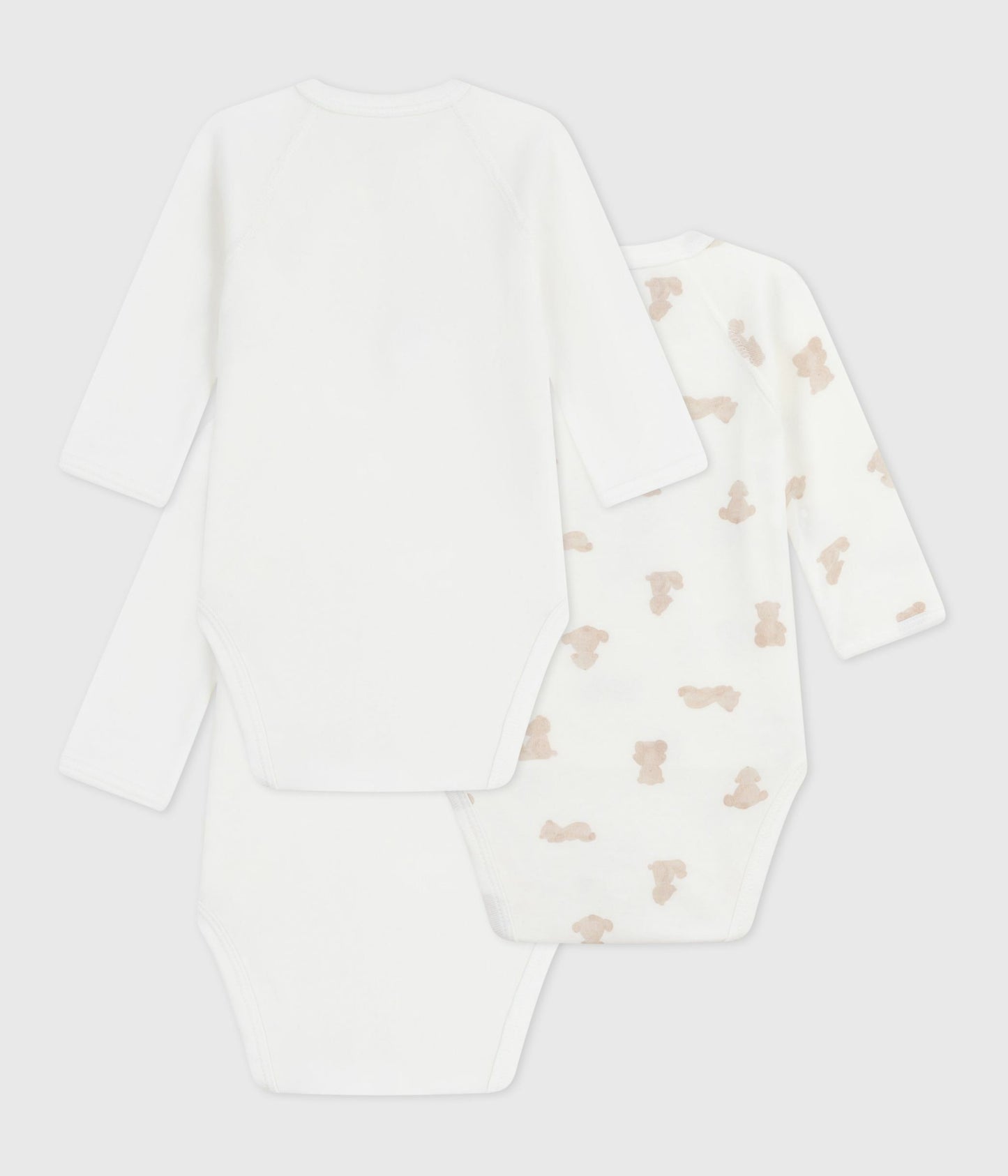 3-pak langærmede body med krydslukning og små bamser