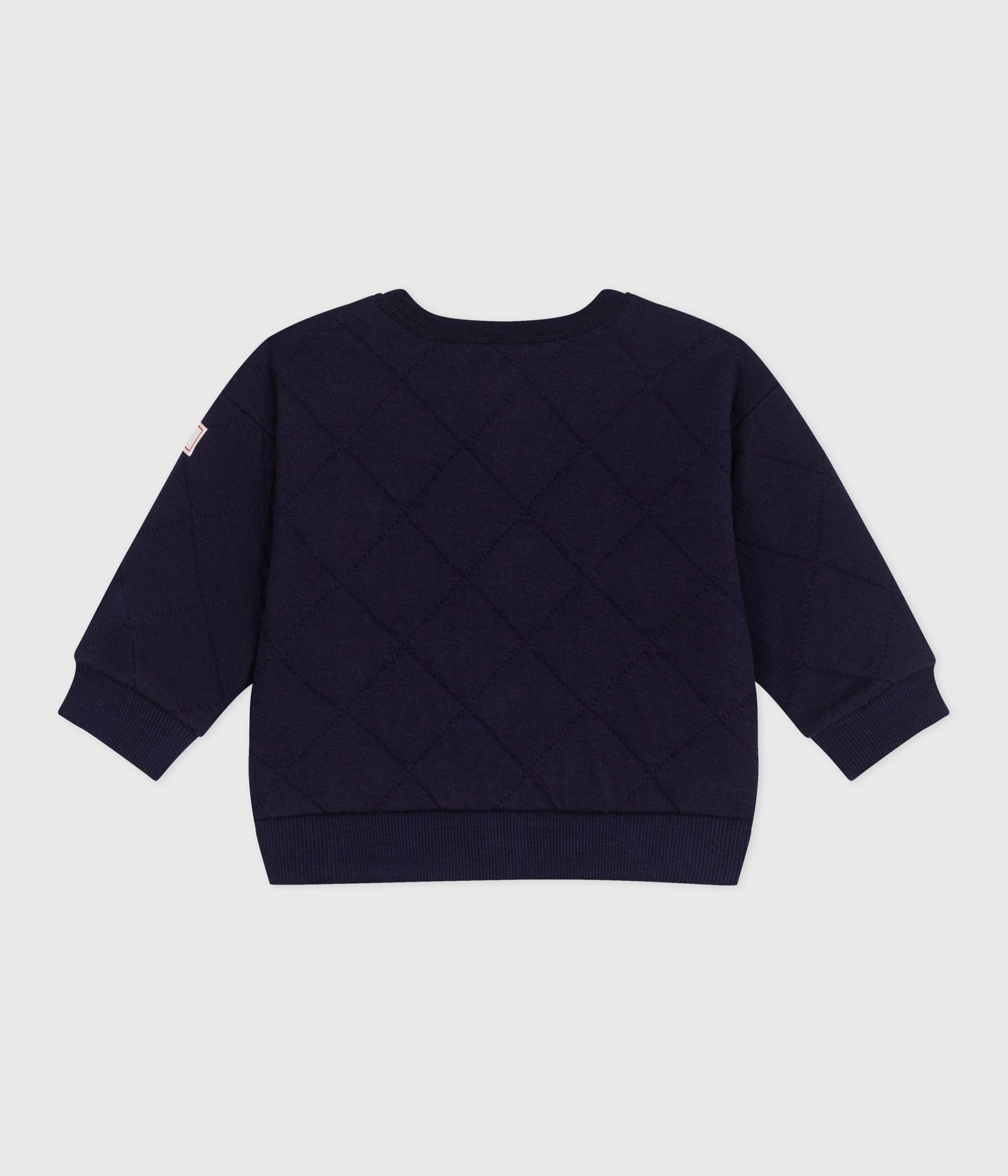 Mørkeblå quiltet cardigan i kraftig bomuld til baby