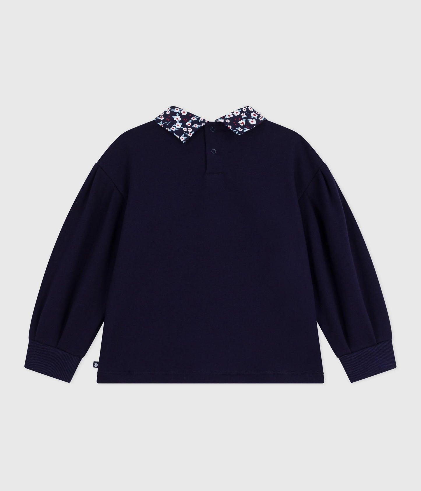 Sweatshirt i mørkeblå med blomsterkrave