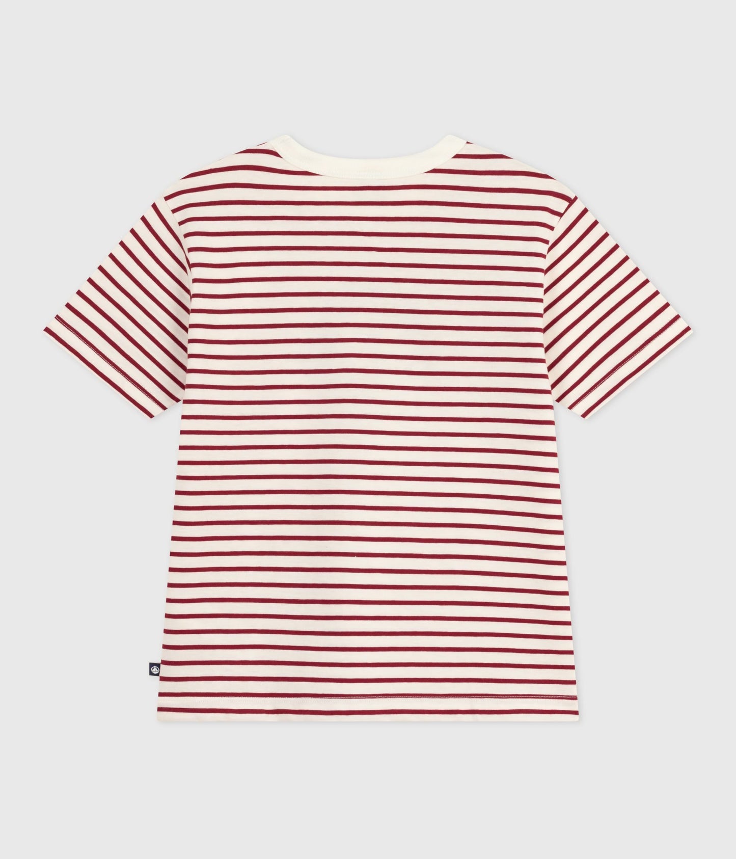 T-shirt i rødstribet bomuld med blåt logo