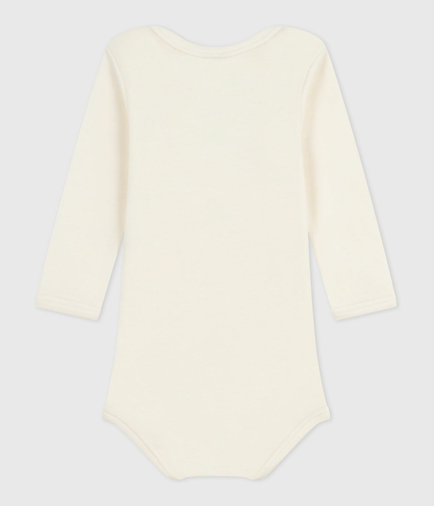 Langærmet uld og bomulds-body - råhvid