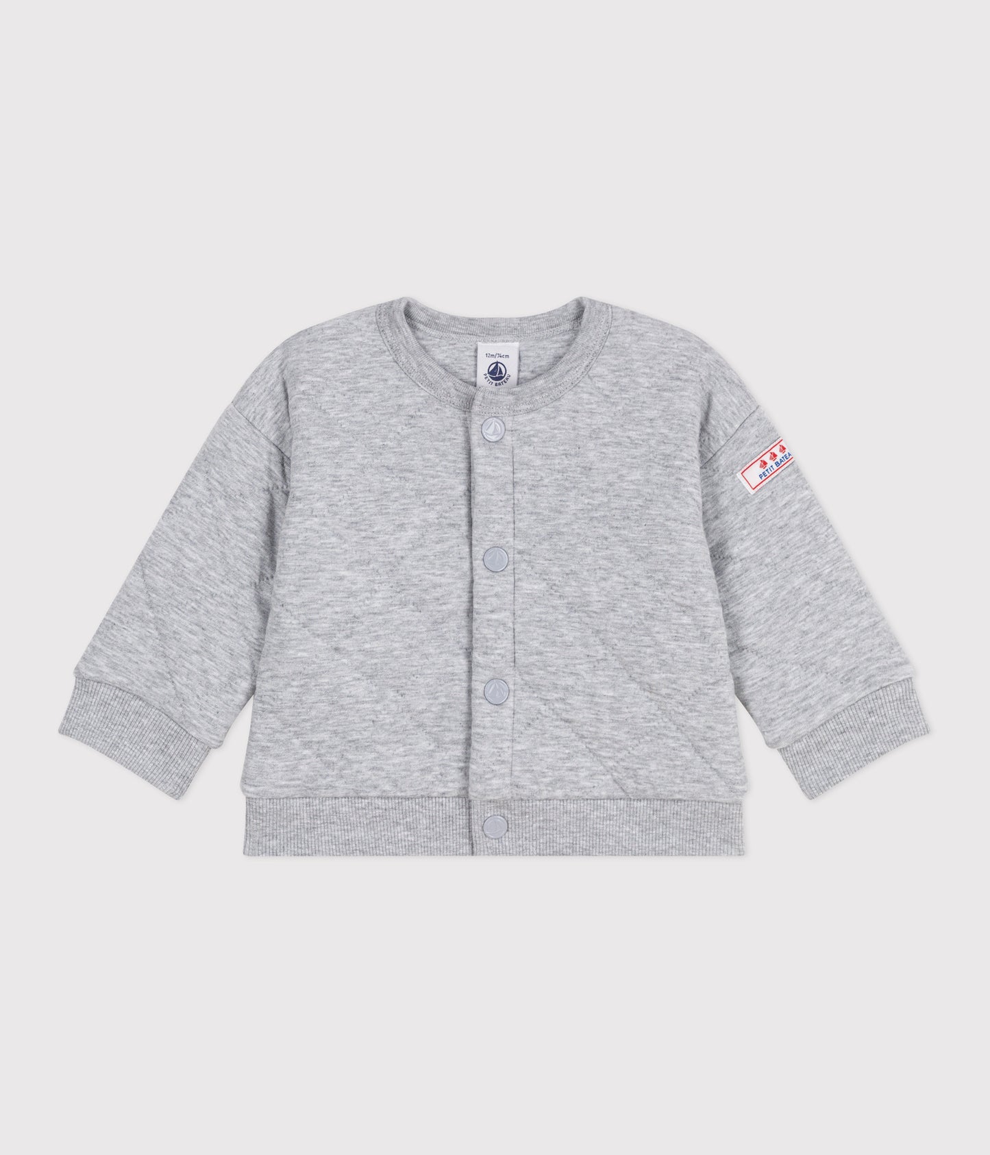 Grå quiltet cardigan i kraftig bomuld til baby