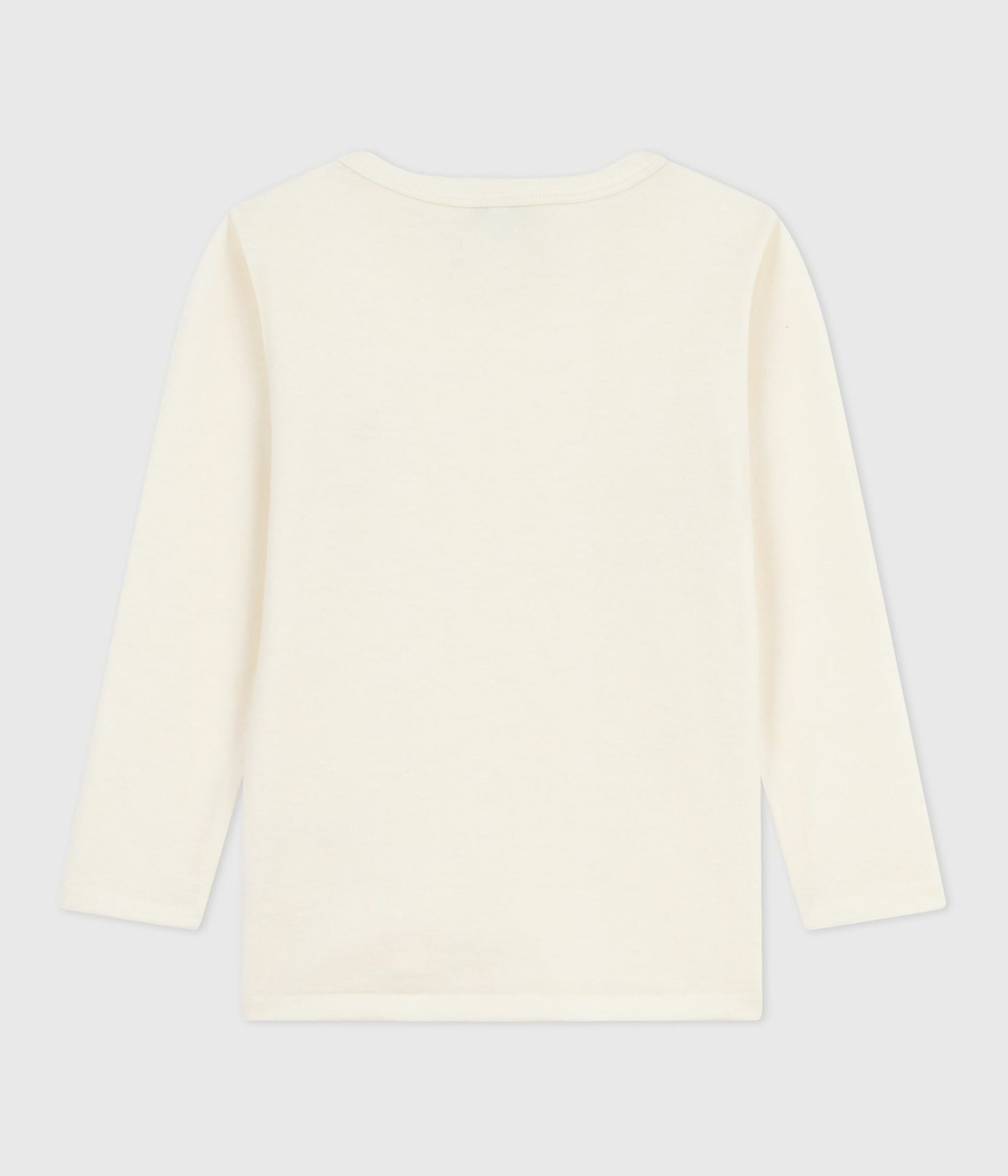 Langærmet t-shirt i uld og bomuld - råhvid