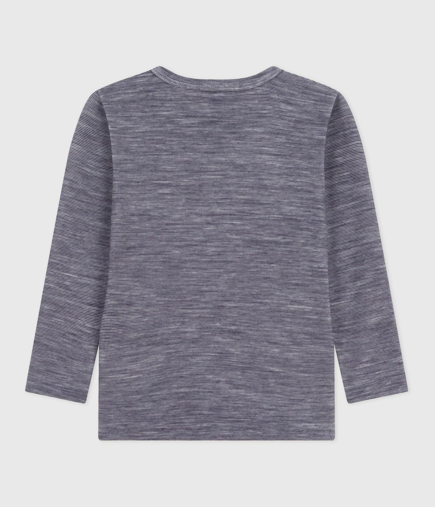 Langærmet t-shirt i uld og bomuld - gråmeleret