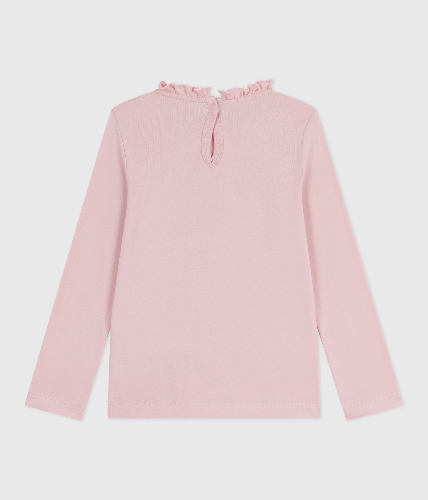 Bluse i lyserød til piger med flæsekant