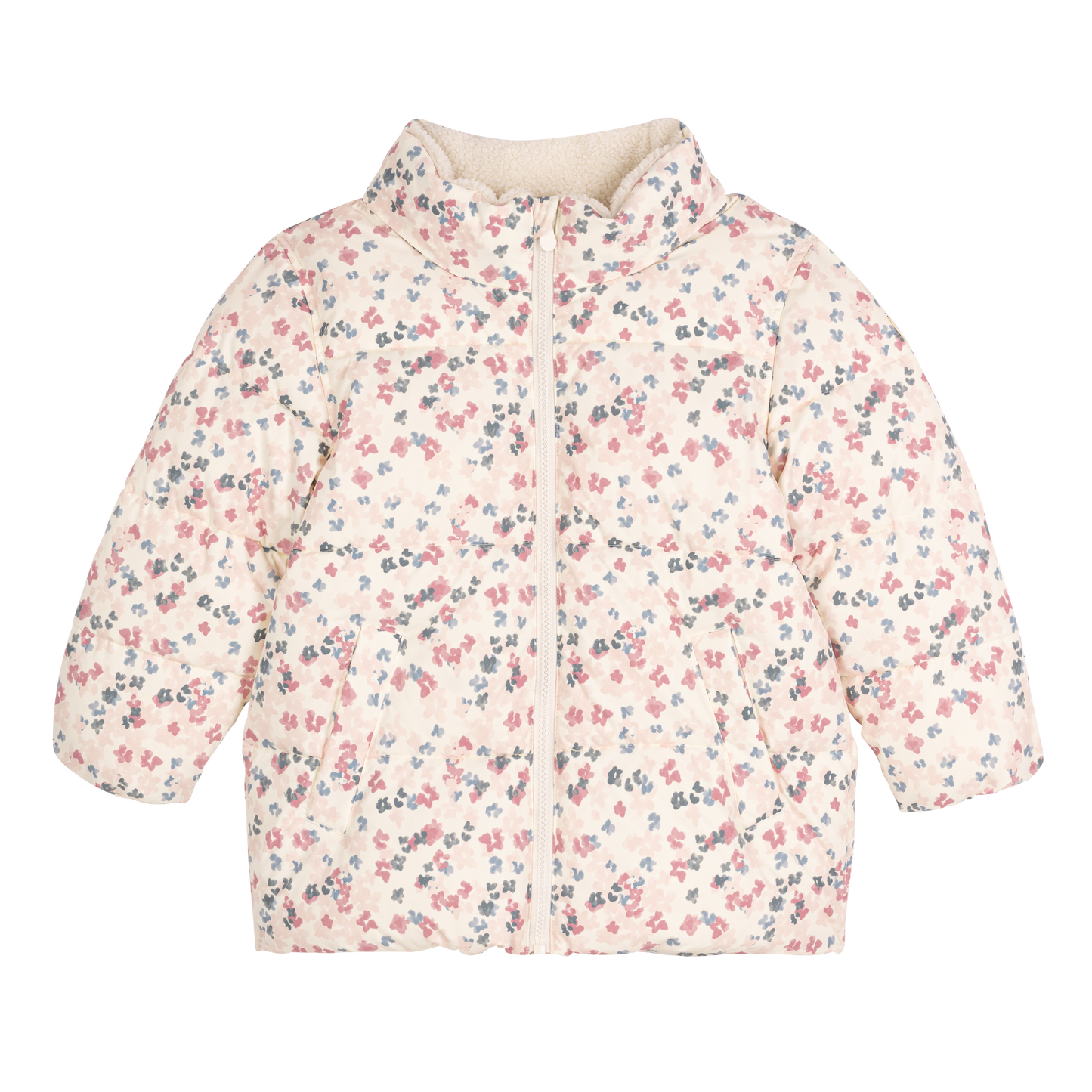 Dunjakke til børn med blomstertryk