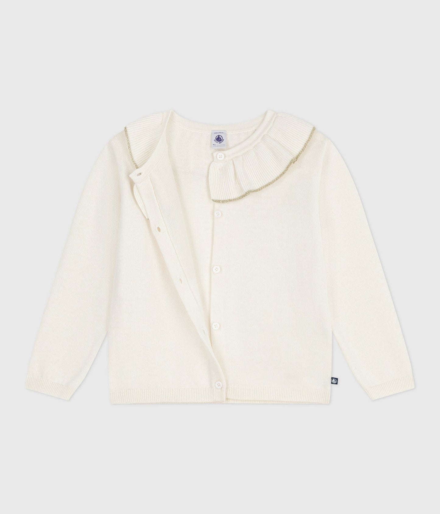 Uld og bomuldscardigan i råhvid