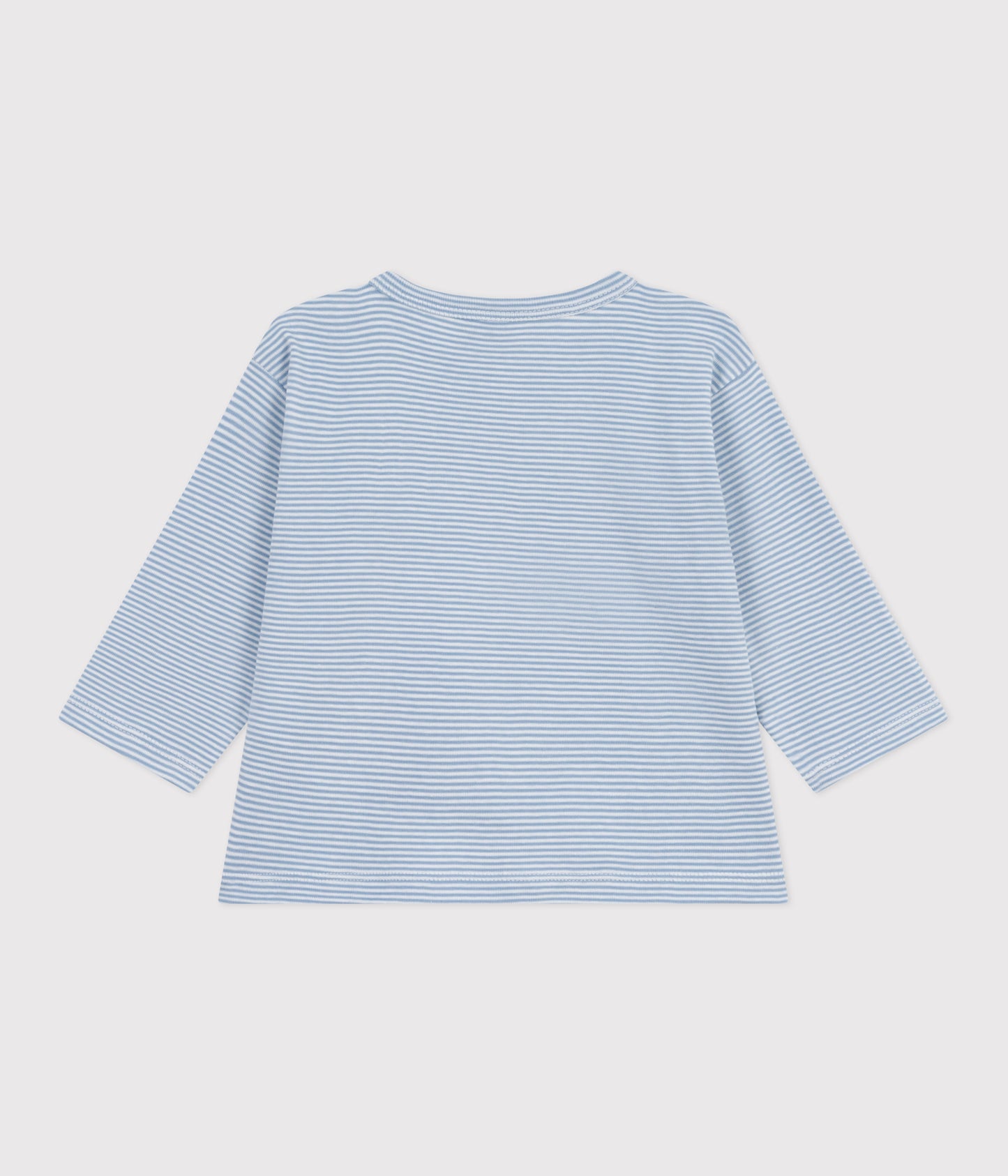 Langærmet t-shirt til baby med lyseblå striber