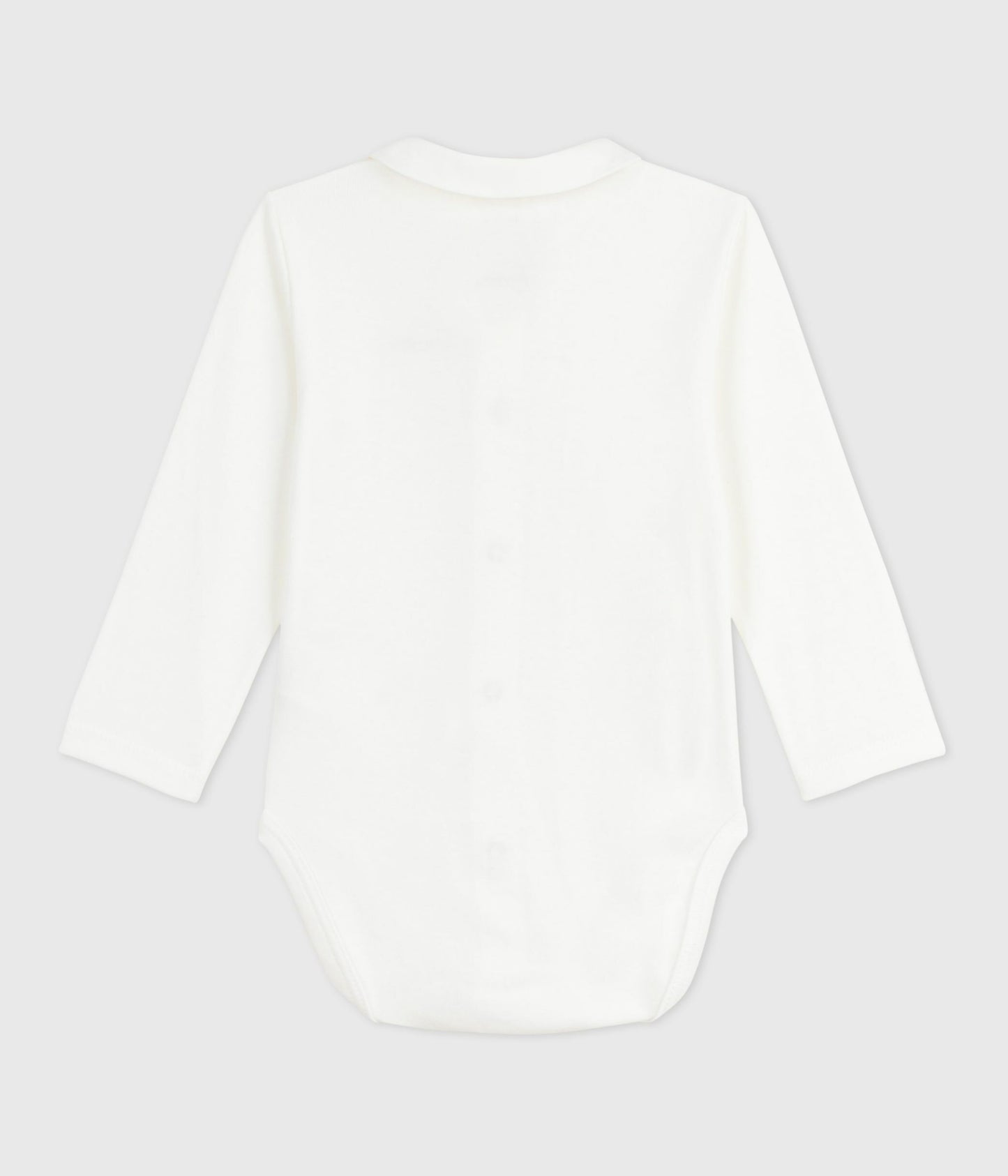 Langærmet body med broderet anker krave - hvid