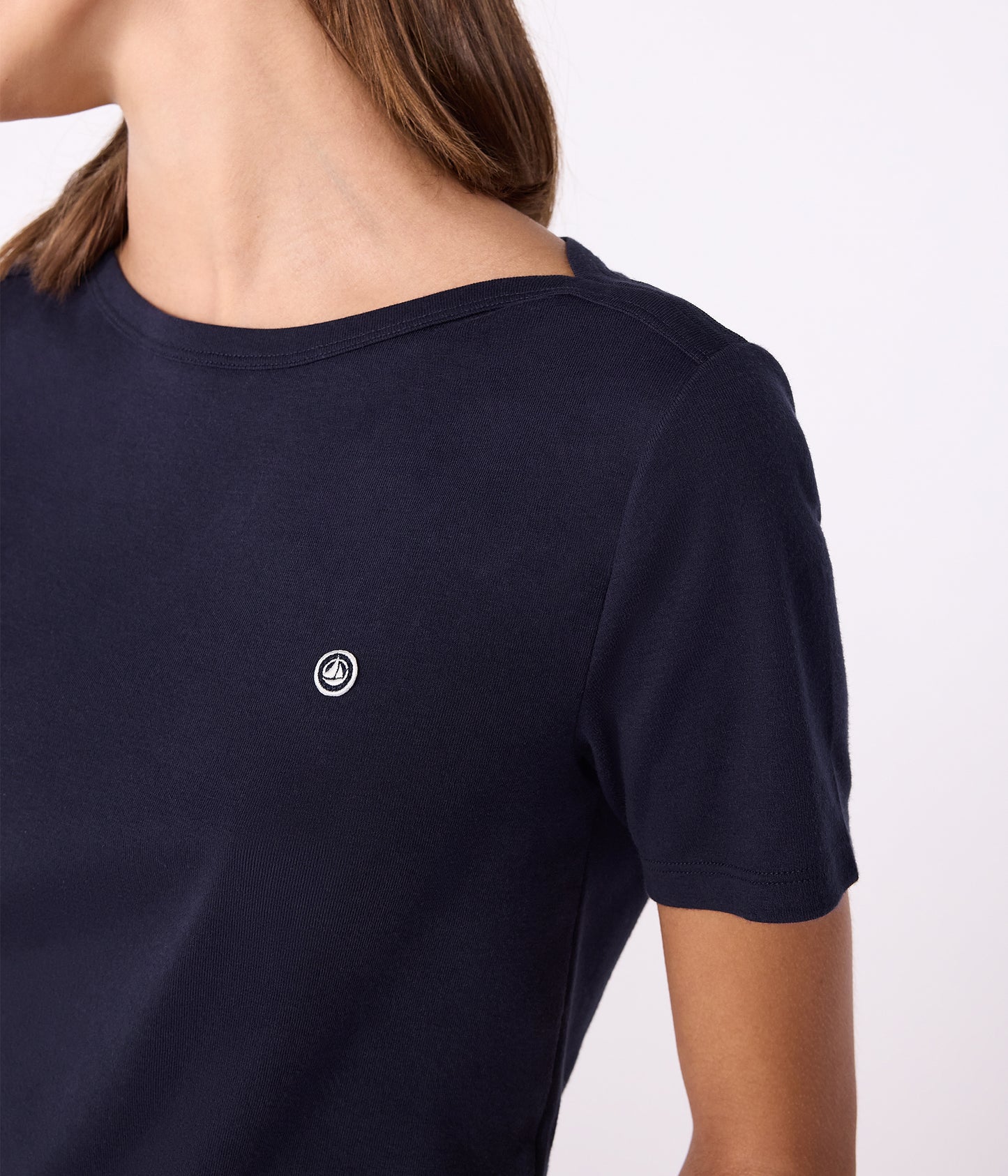 T-shirt med bådudskæring til kvinder - Mørkeblå