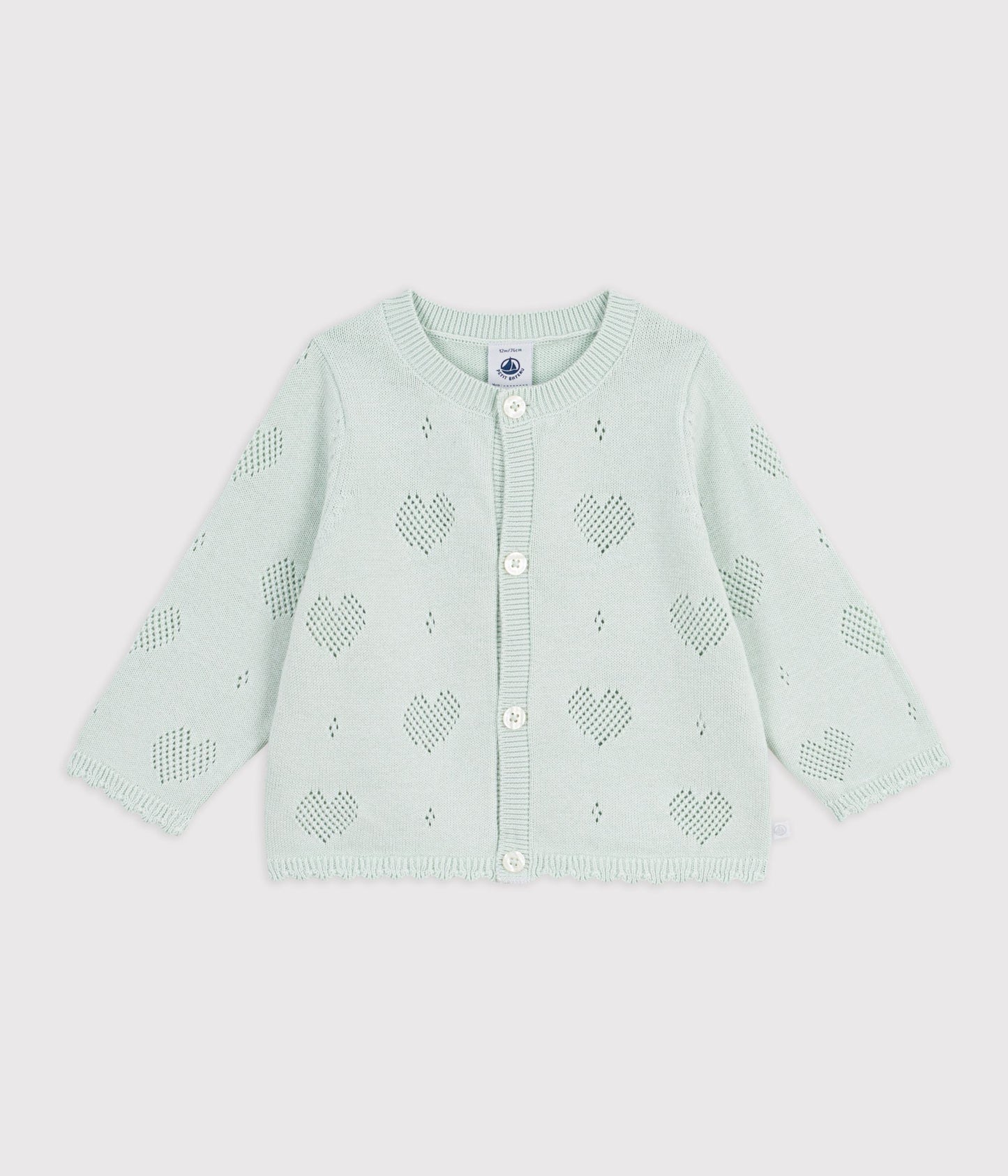 Cardigan med hjerte hulmønster baby - Mintgrøn/Spray