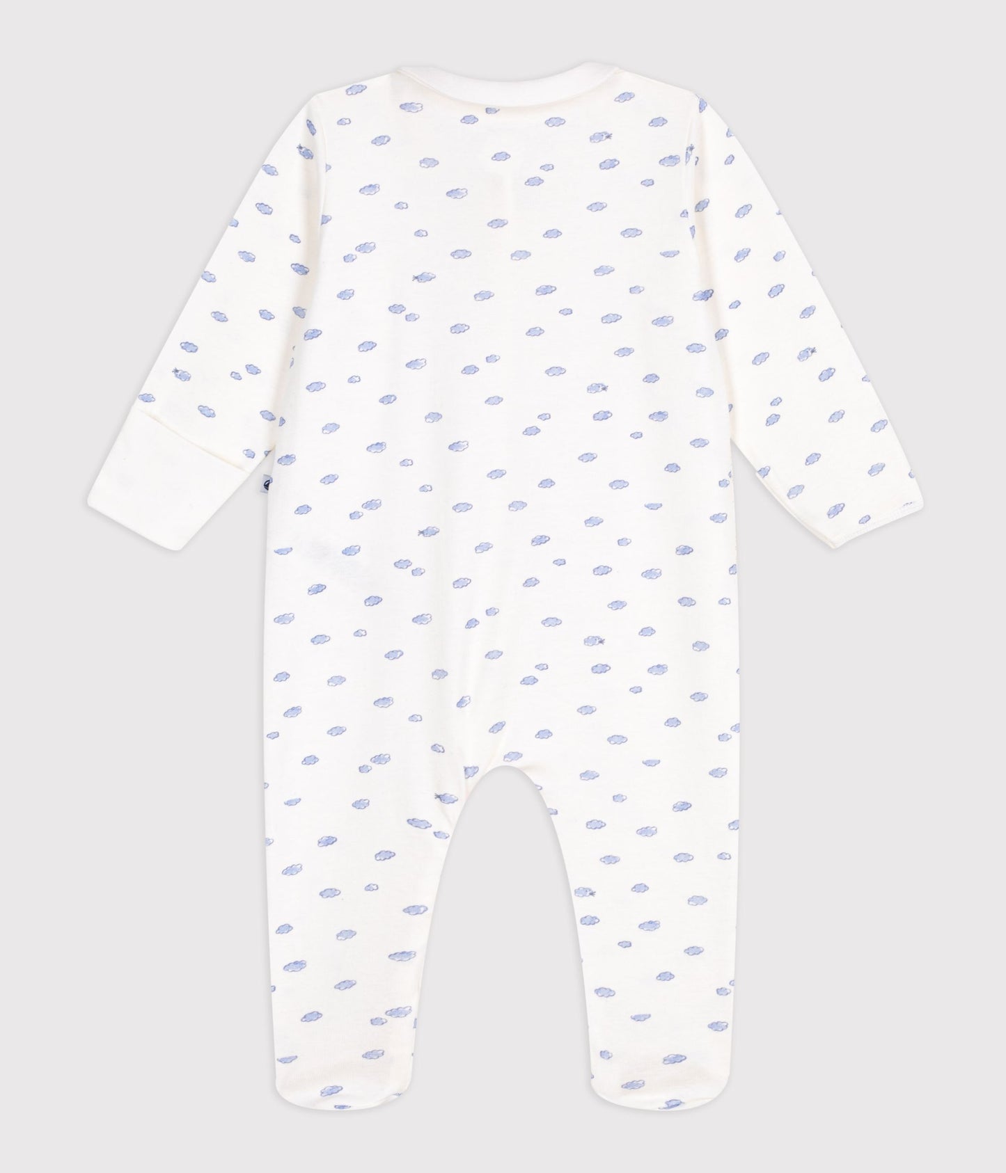 Pyjamas med fødder og lynlås - Hvid/Sarte blå skyer