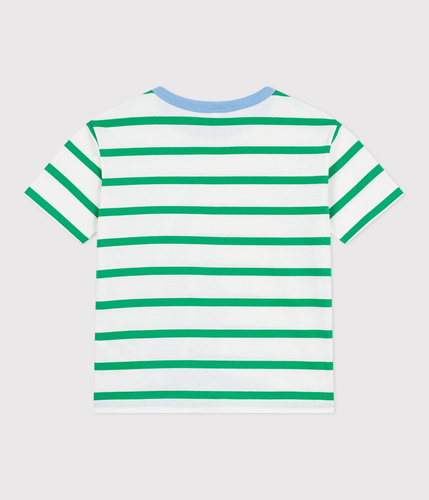 T-shirt til børn - Hvid/grønne brede striber