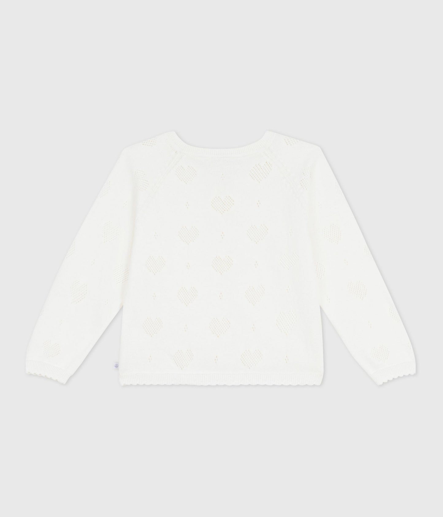 Cardigan med hjerte hulmønster - Hvid