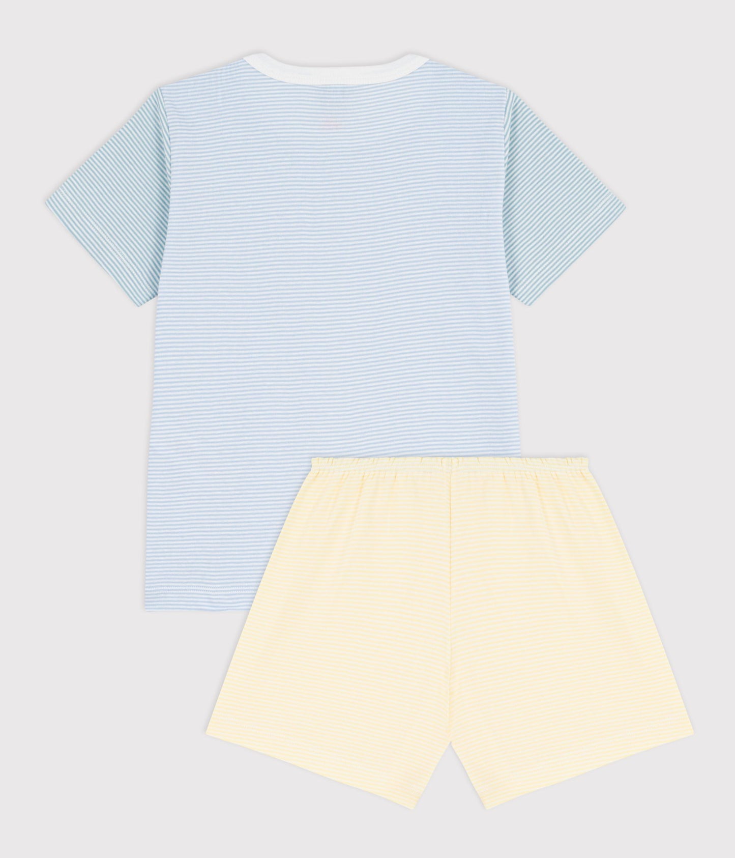 Kortærmet pyjamas - blå striber / gule shorts