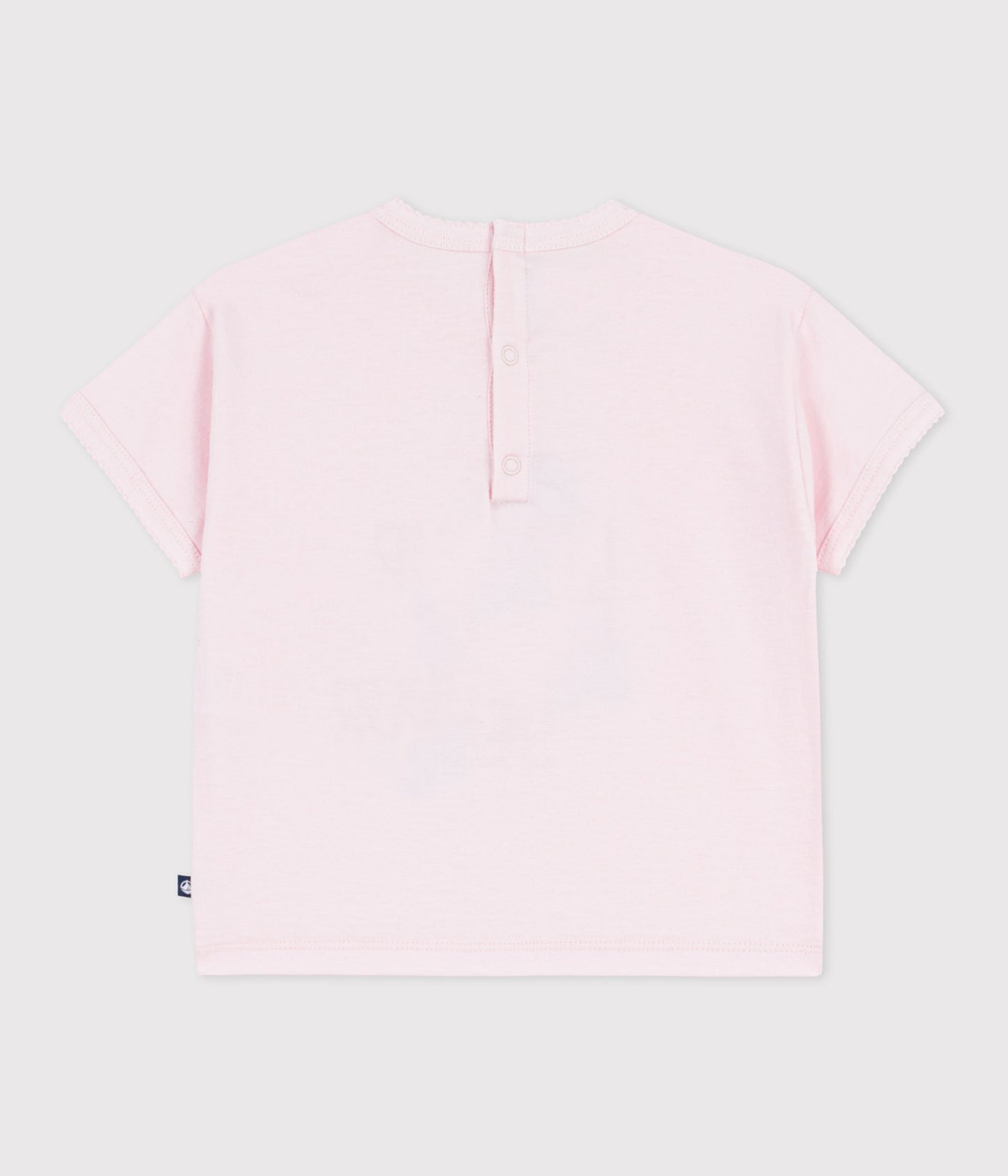 T-shirt til baby i lyserød med rød/blå motiv