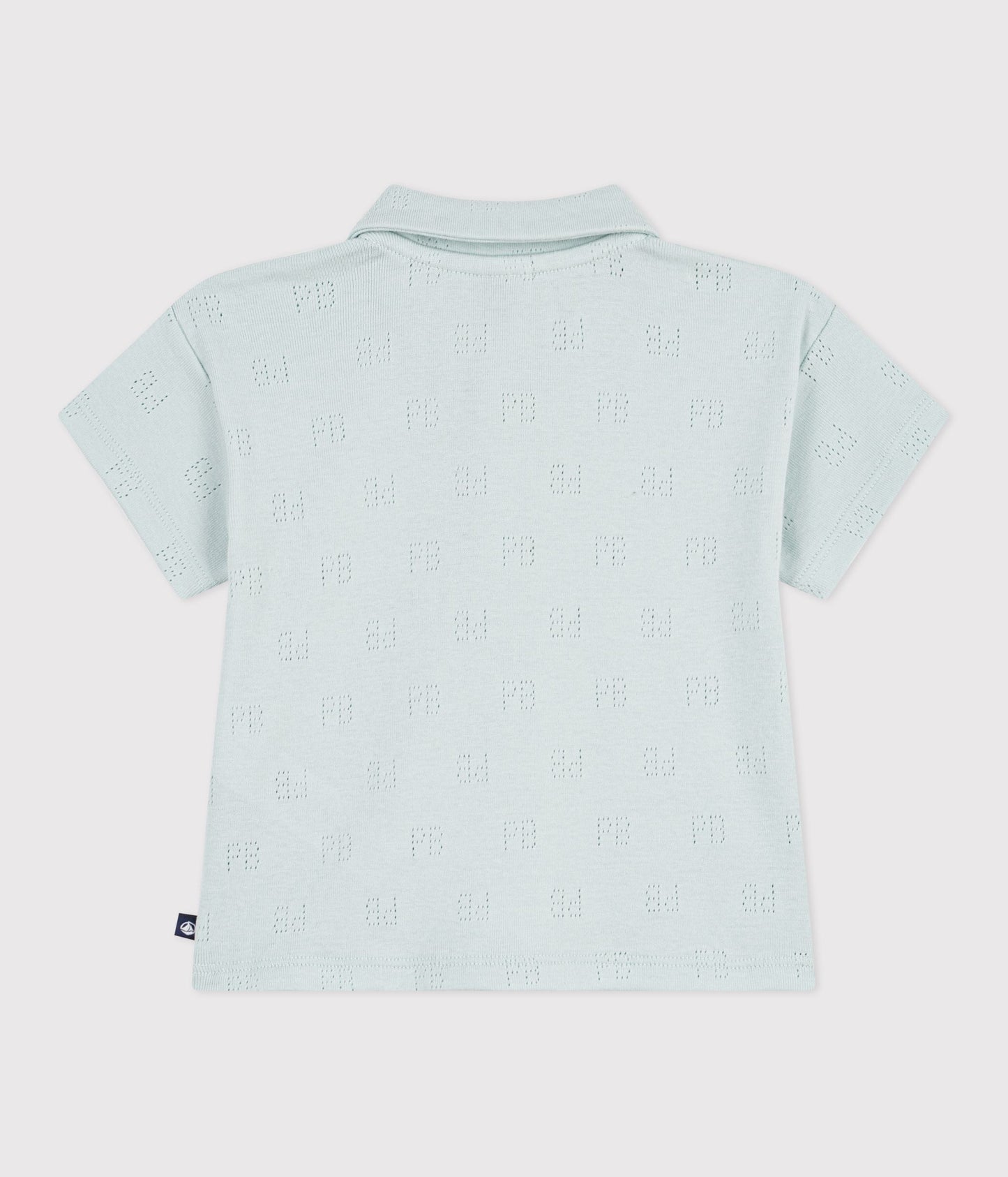 Polo t-shirt til baby med hulmønster - Mintgrøn/Spray