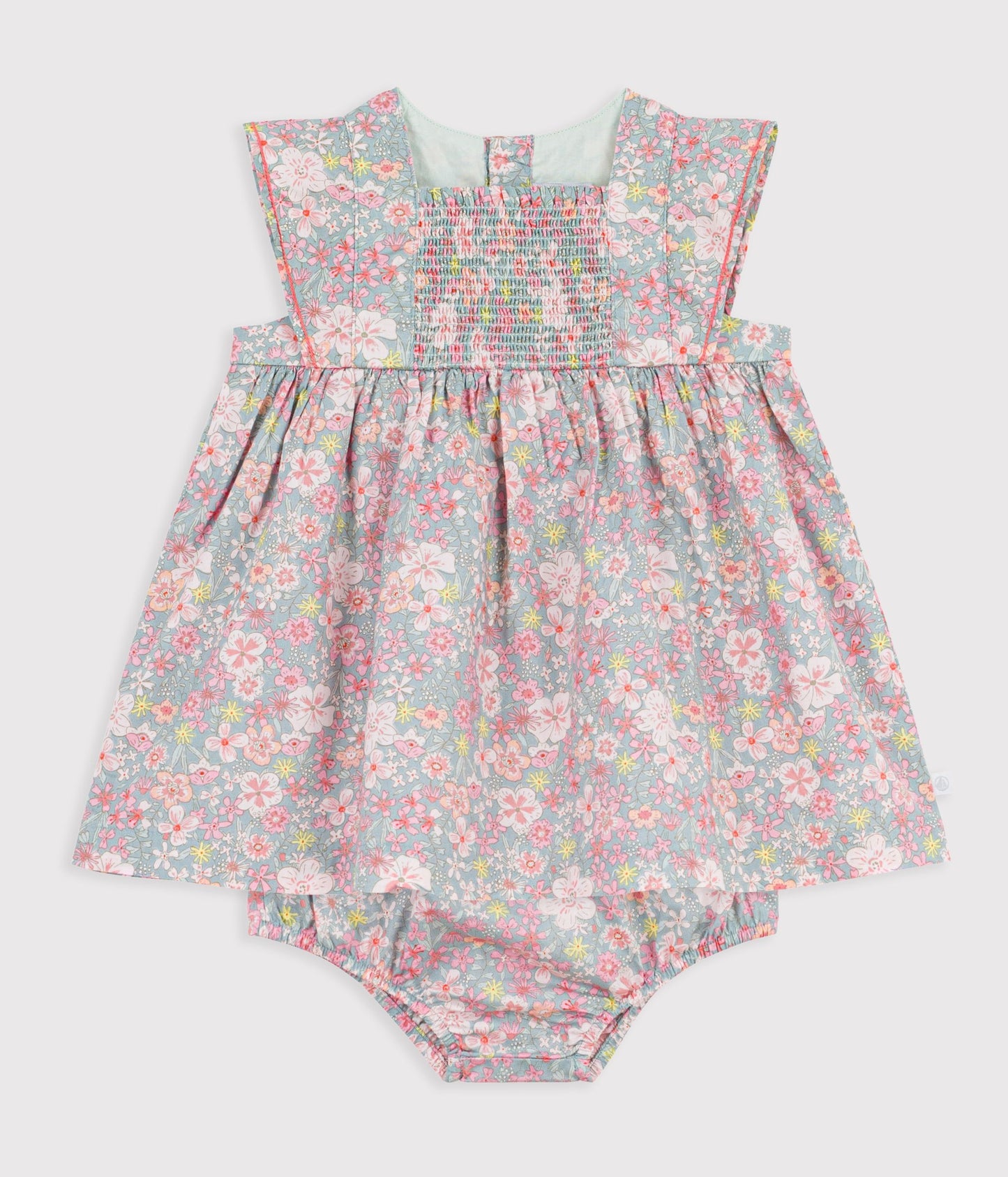 Bomuldskjole til baby med blomster