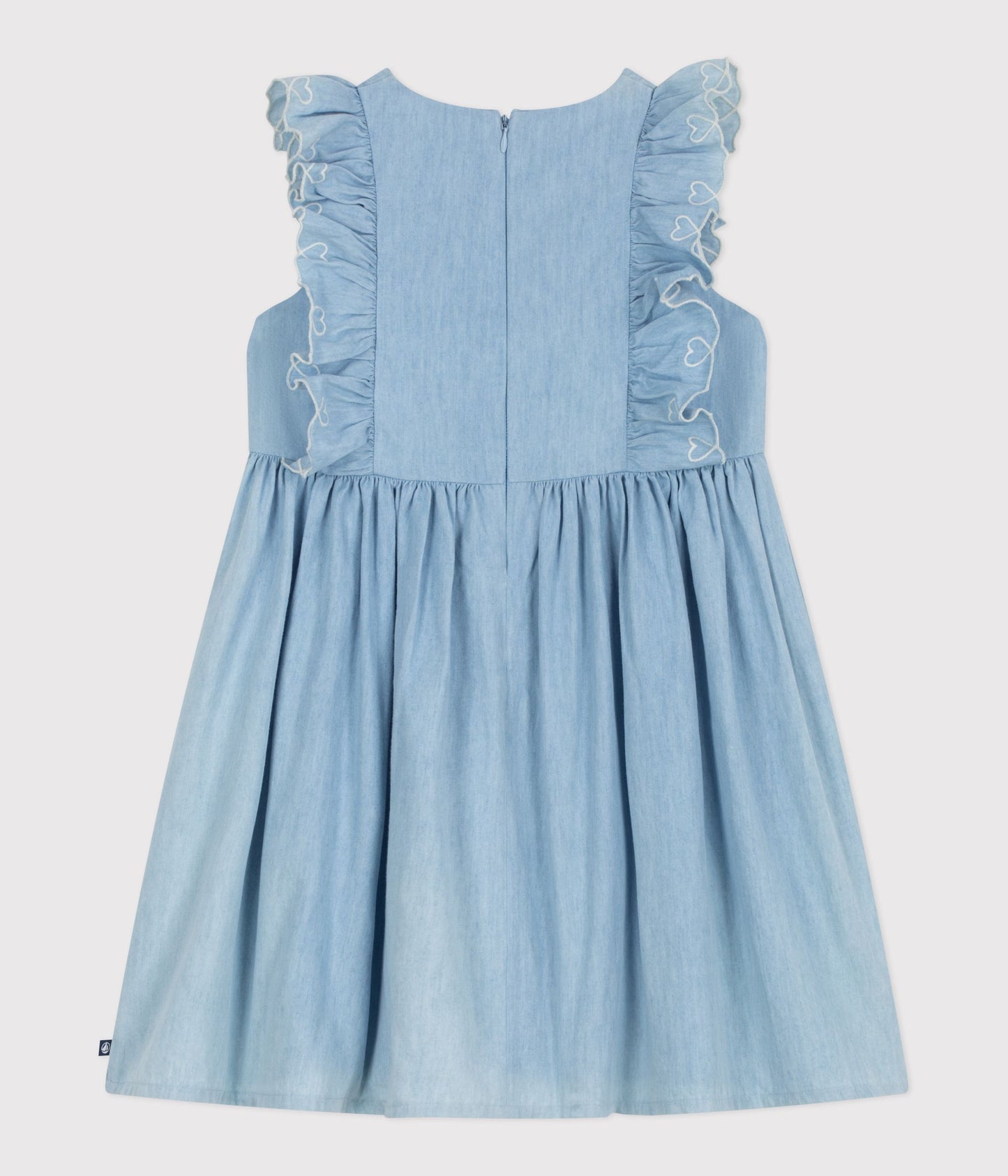 Kjole uden ærmer i chambray-stof - Bleu clair